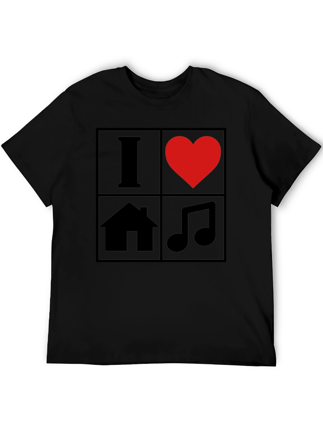 Black I Love House Music T-Shirt - Black Graphic Tee view 5