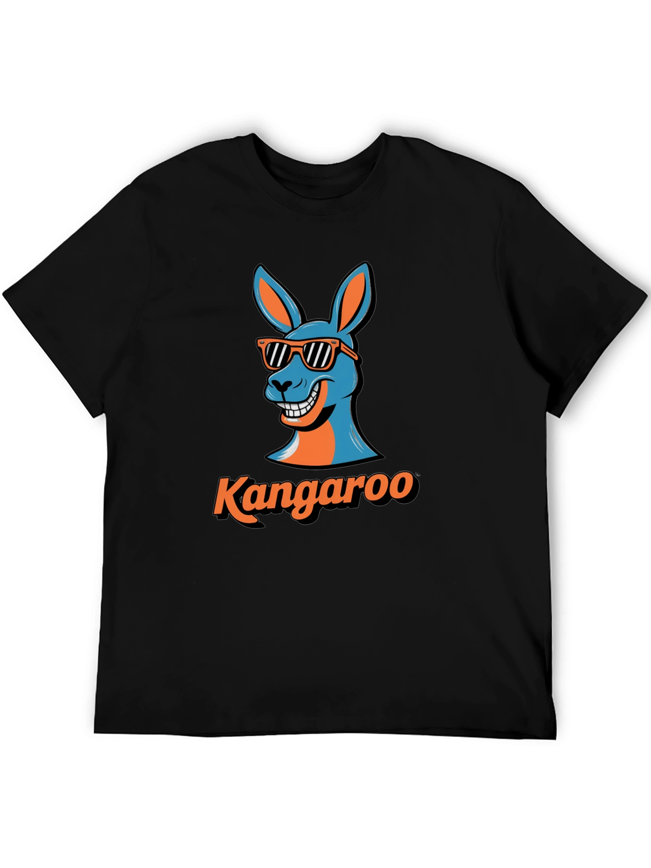 Black Cool Kangaroo Graphic Tee - Black Cotton T-Shirt view 5