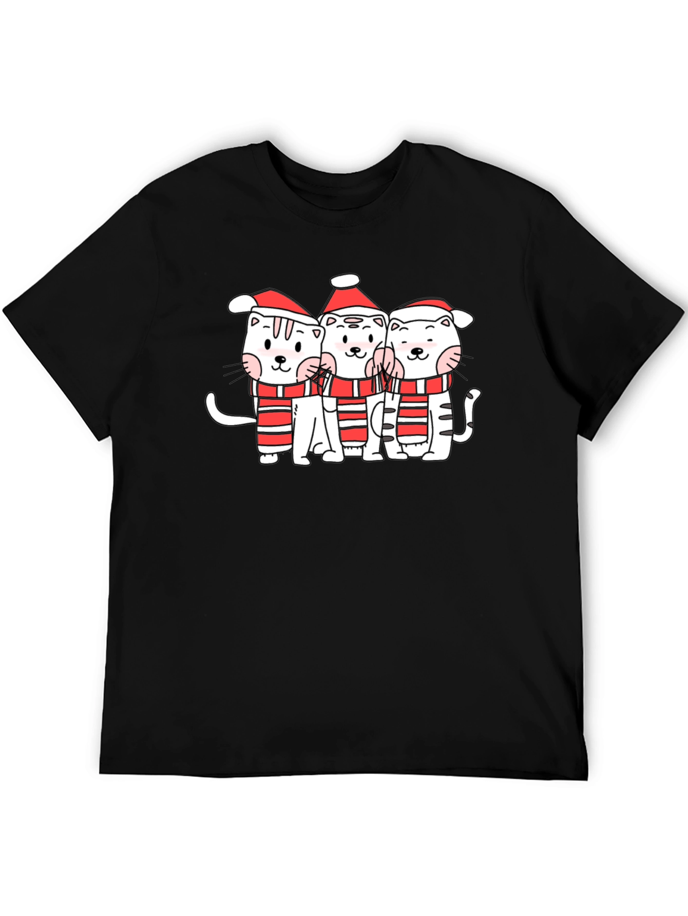 Black Festive Kitty Crew T-Shirt - Holiday Cheer view 5