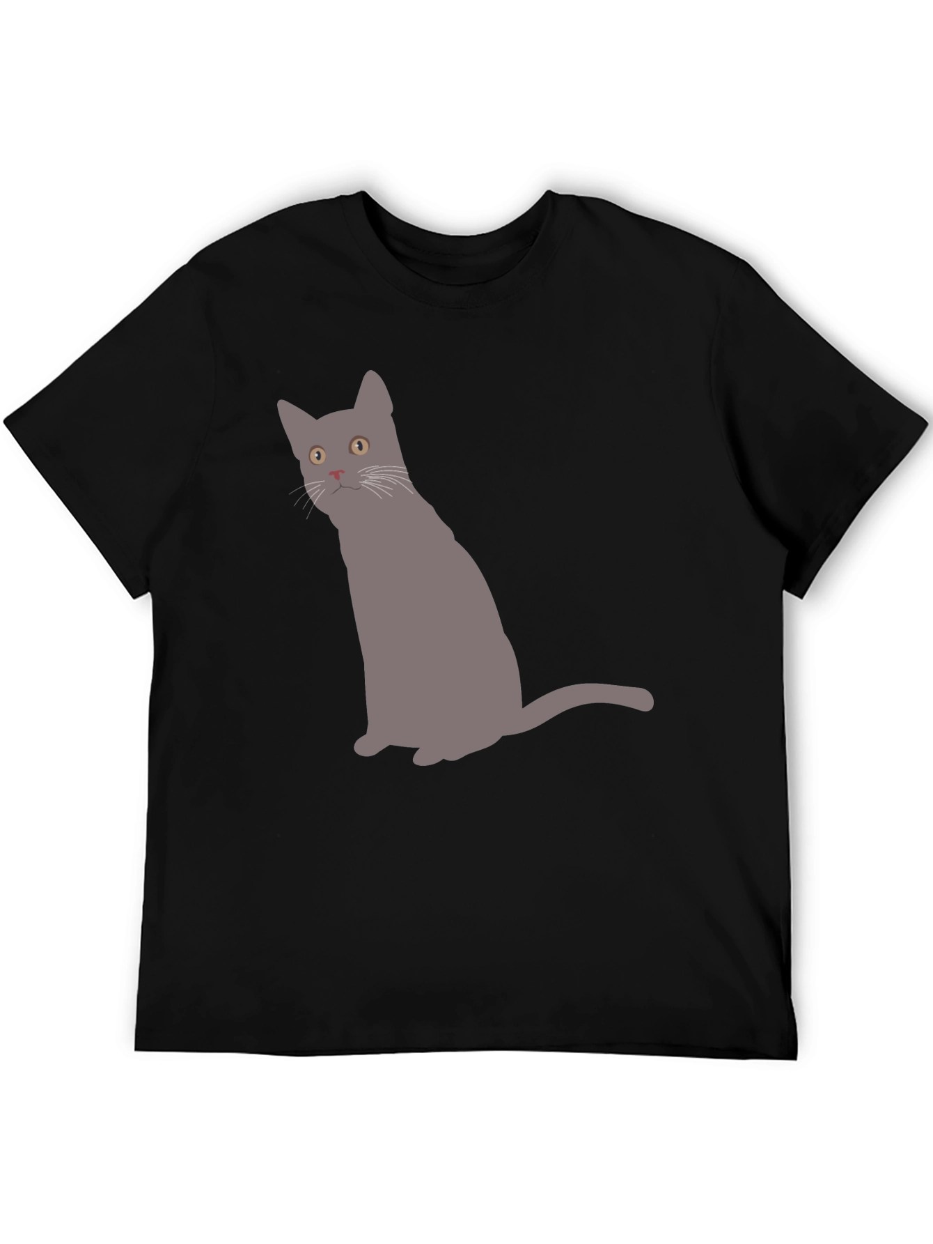 Black Gray Cat Graphic Black T-Shirt view 5