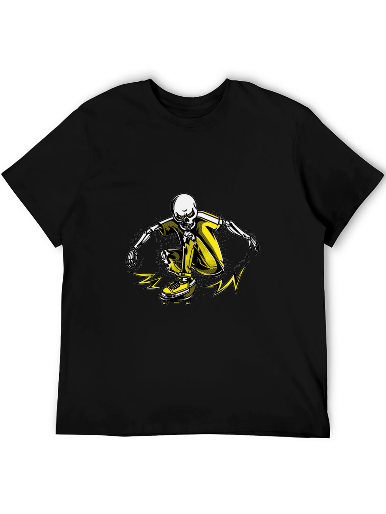 Black Skeleton Skateboarder Graphic T-Shirt - Black view 5