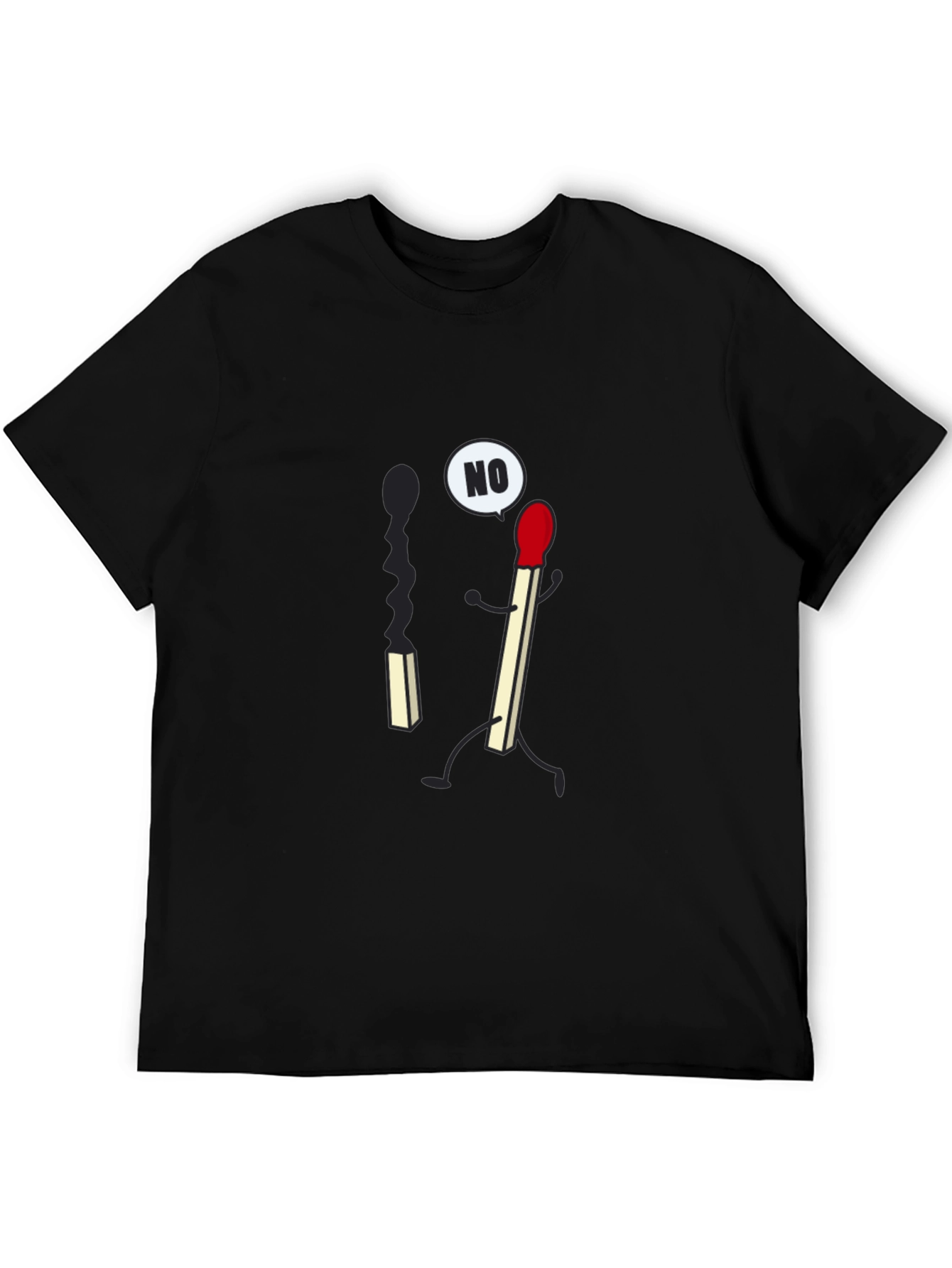 Black Funny Matchstick T-Shirt - Say No To Burning Out! view 5