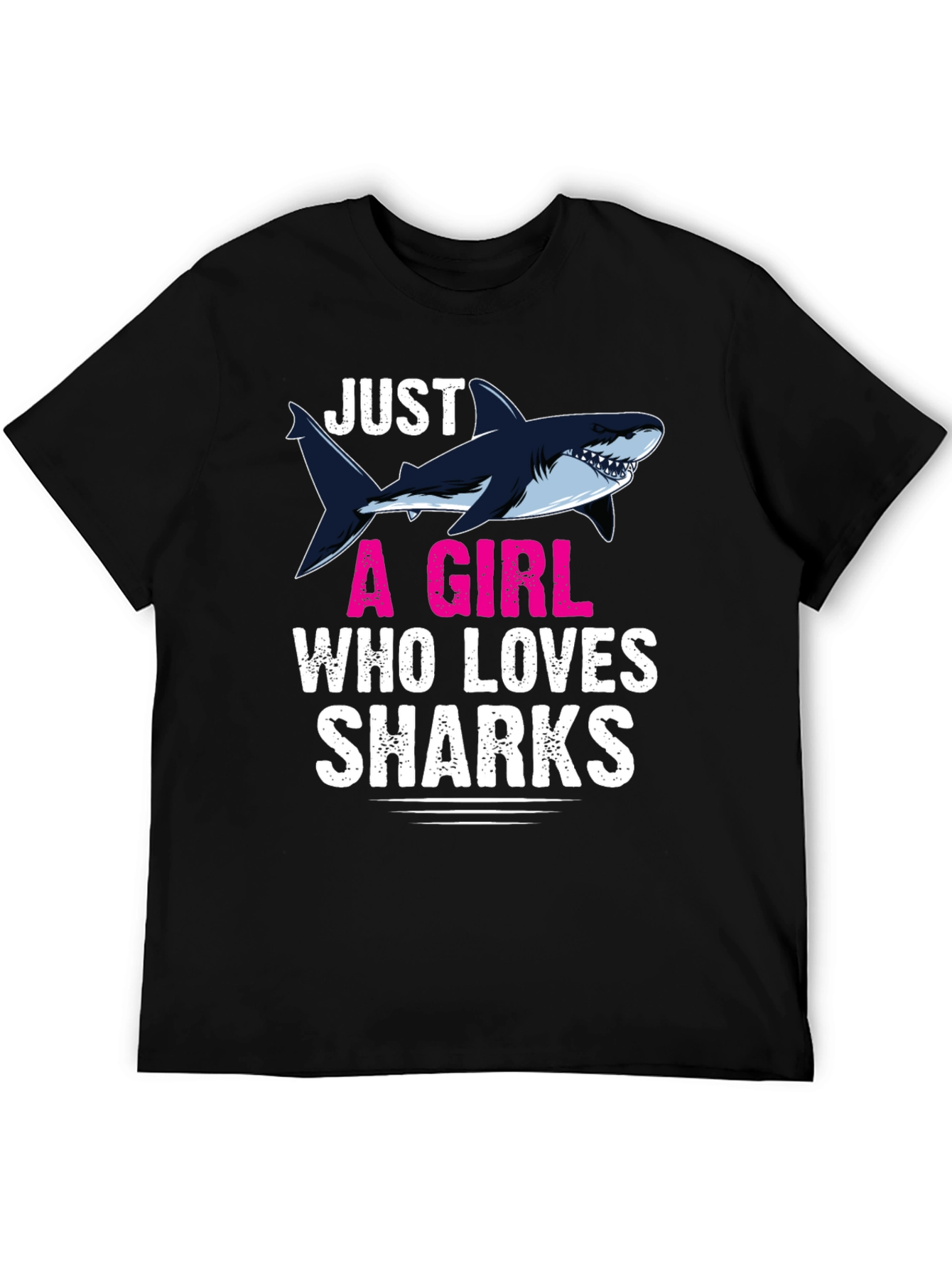 Black Just A Girl Who Loves Sharks Graphic T-Shirt view 5