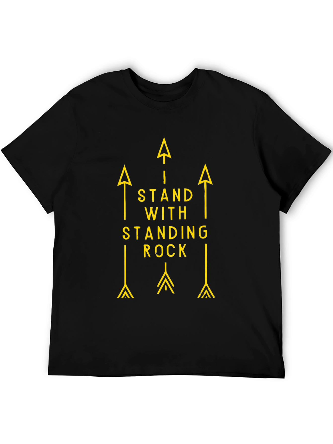 Black Stand with Standing Rock Tee - Black Cotton Arrow Graphic T-Shirt view 5