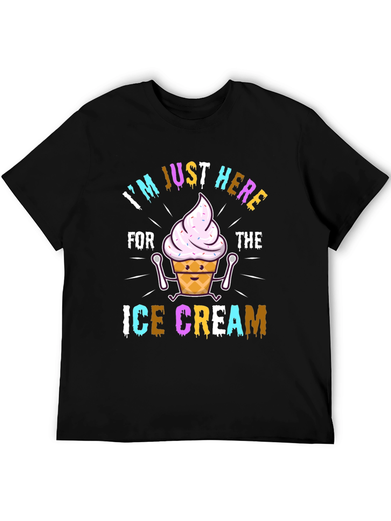 Black I'm Just Here For The Ice Cream Graphic T-Shirt view 5