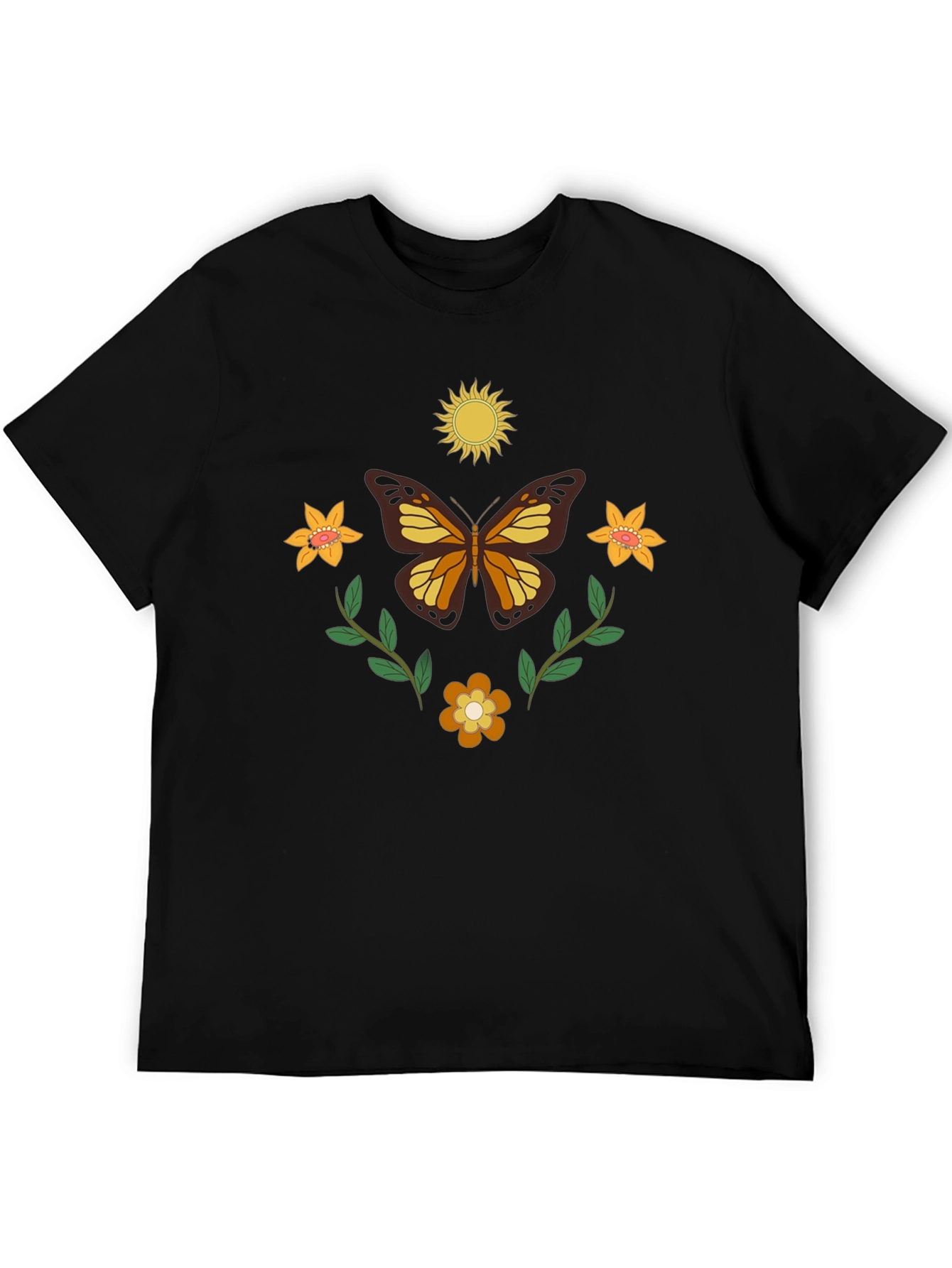 Black Butterfly Floral Graphic Tee view 5