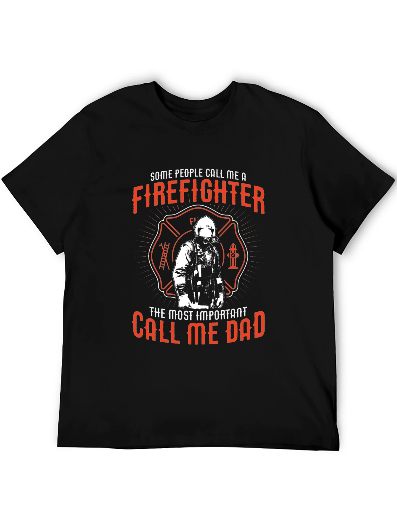 Black Firefighter Dad T-Shirt view 5