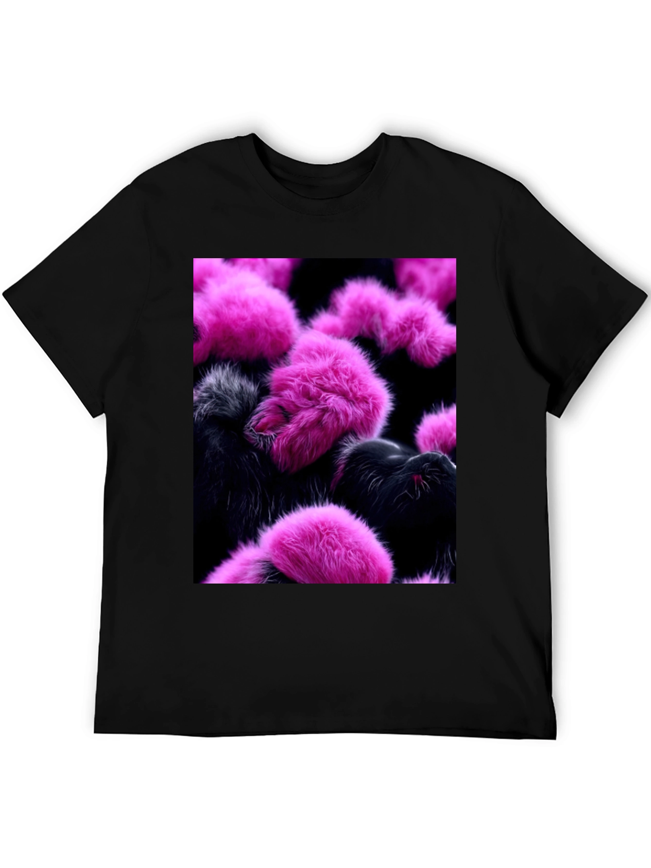 Black Fluffy Pink and Black T-Shirt view 5