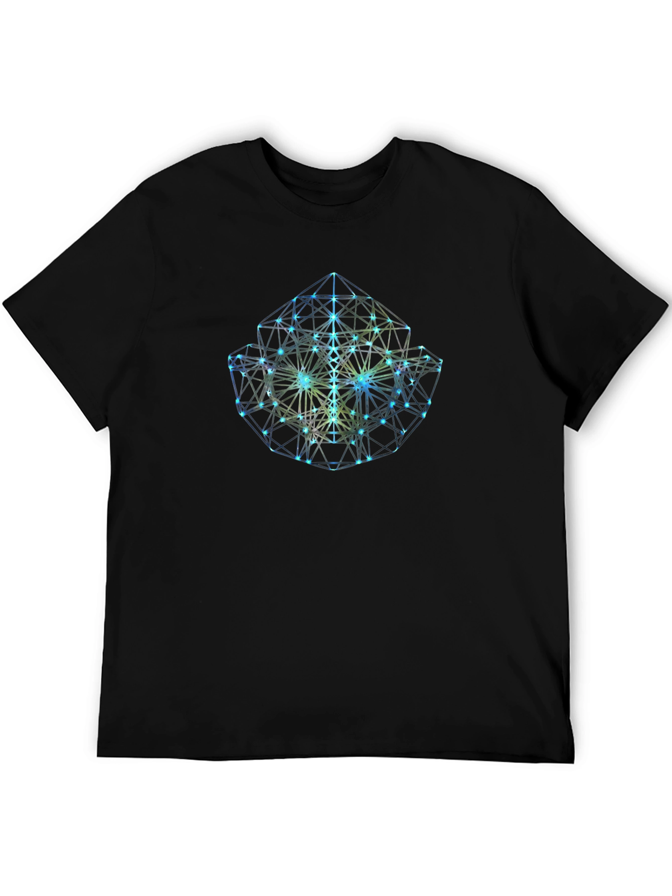 Black Geometric Cube Graphic Black T-Shirt view 5