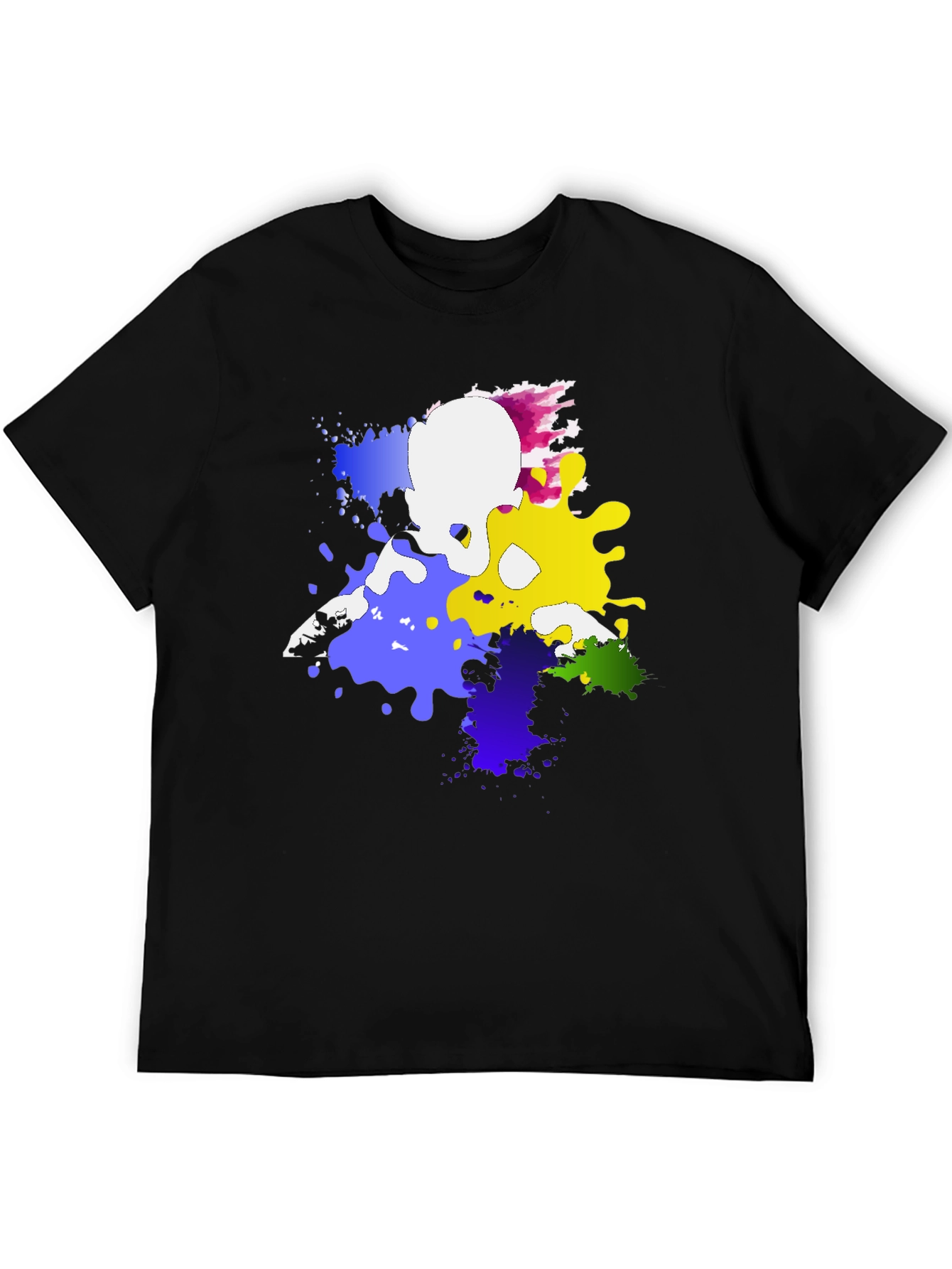 Black Abstract Paint Splatter Graphic Tee - Black view 5