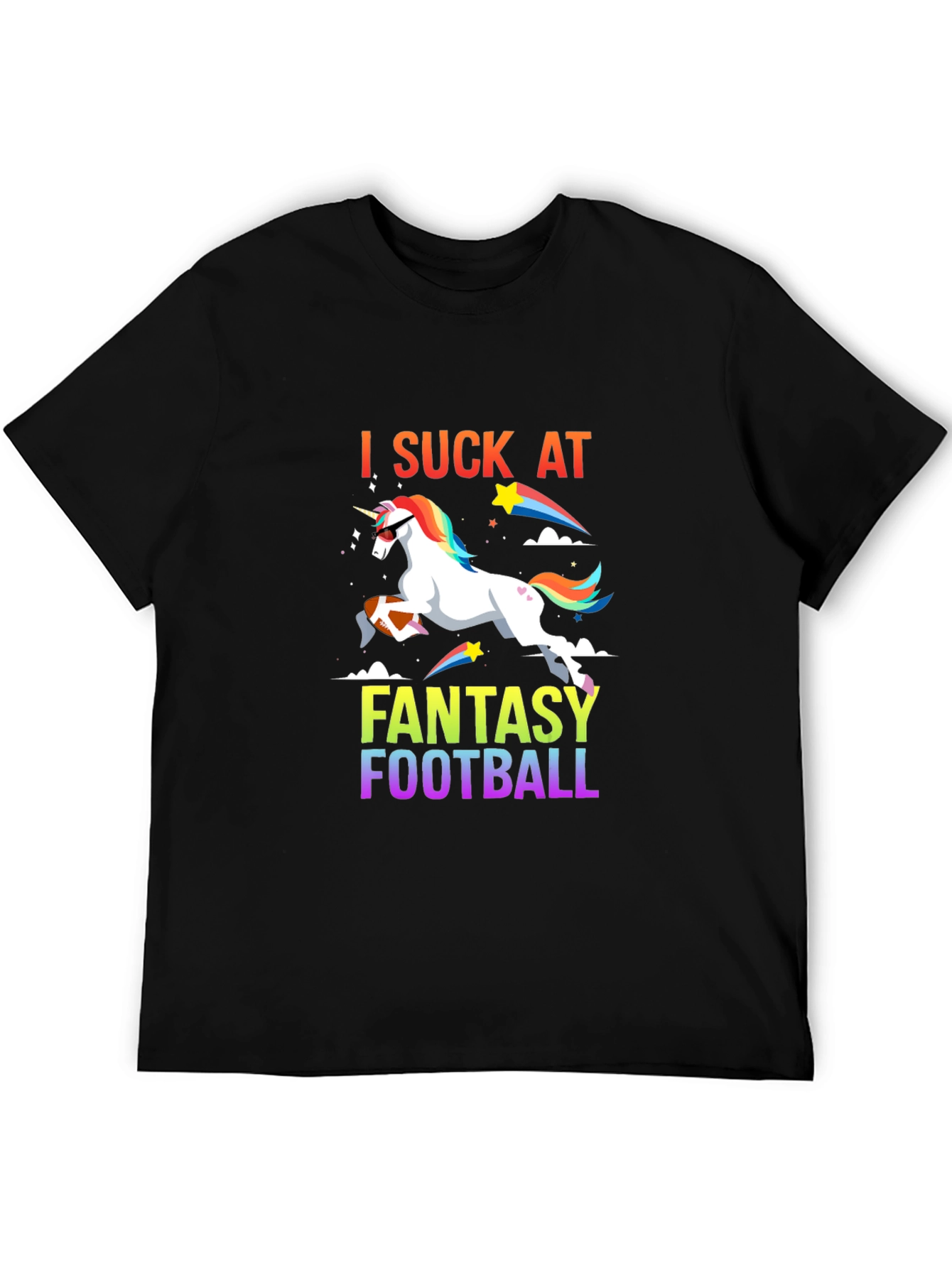 Black I Suck at Fantasy Football Graphic T-Shirt view 5
