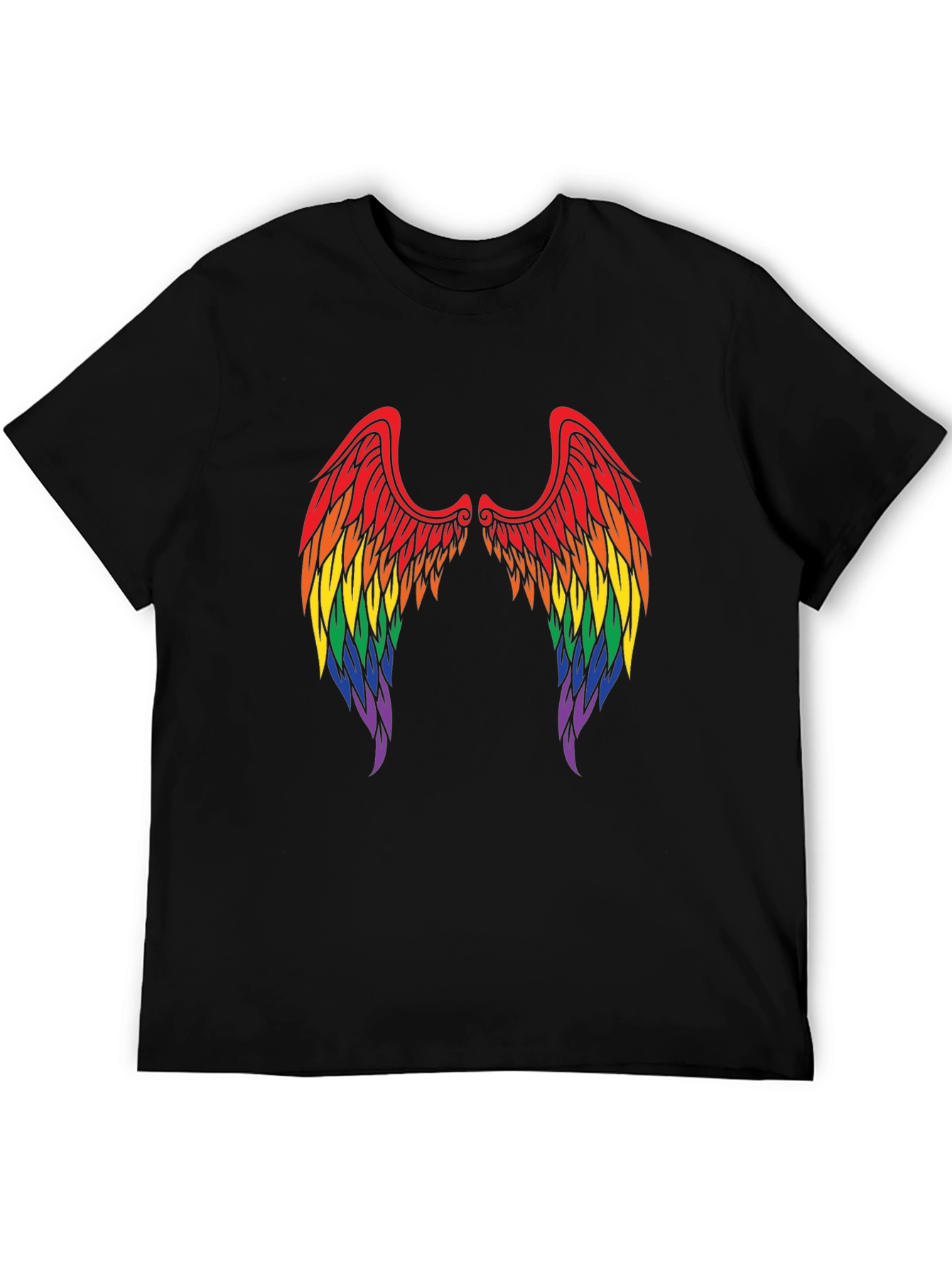 Black Rainbow Angel Wings T-Shirt - Pride Tee view 5