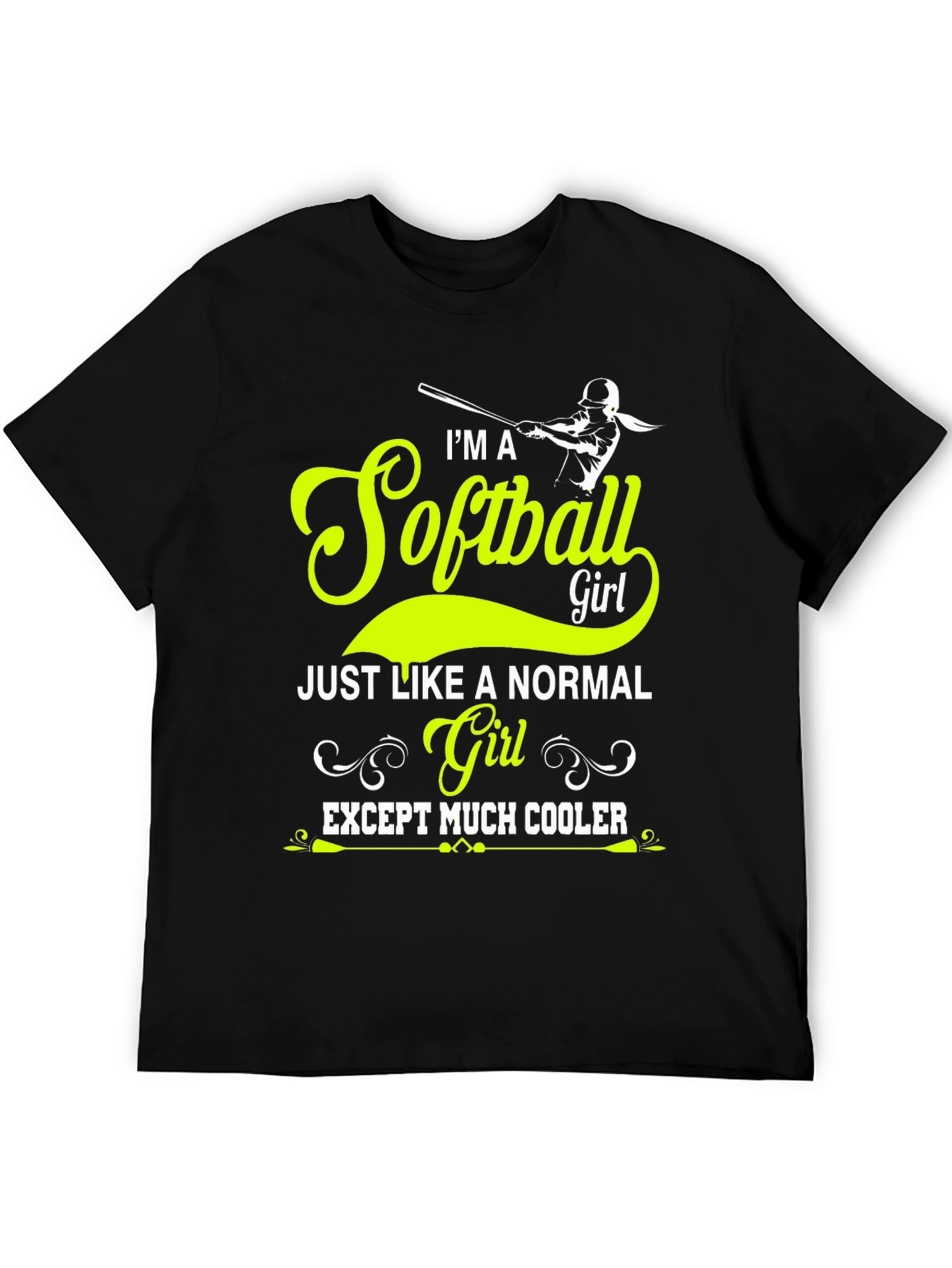 Black Softball Girl T-Shirt - Much Cooler view 5