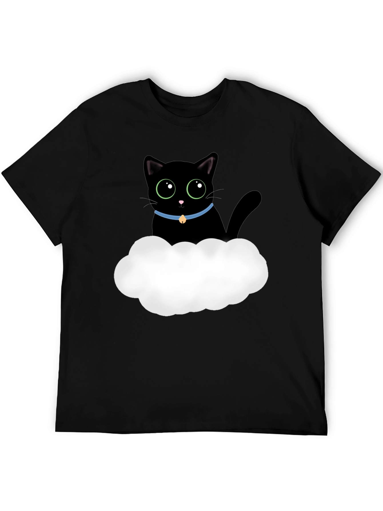 Black Cute Black Cat Cloud T-Shirt - Soft Cotton Tee view 5