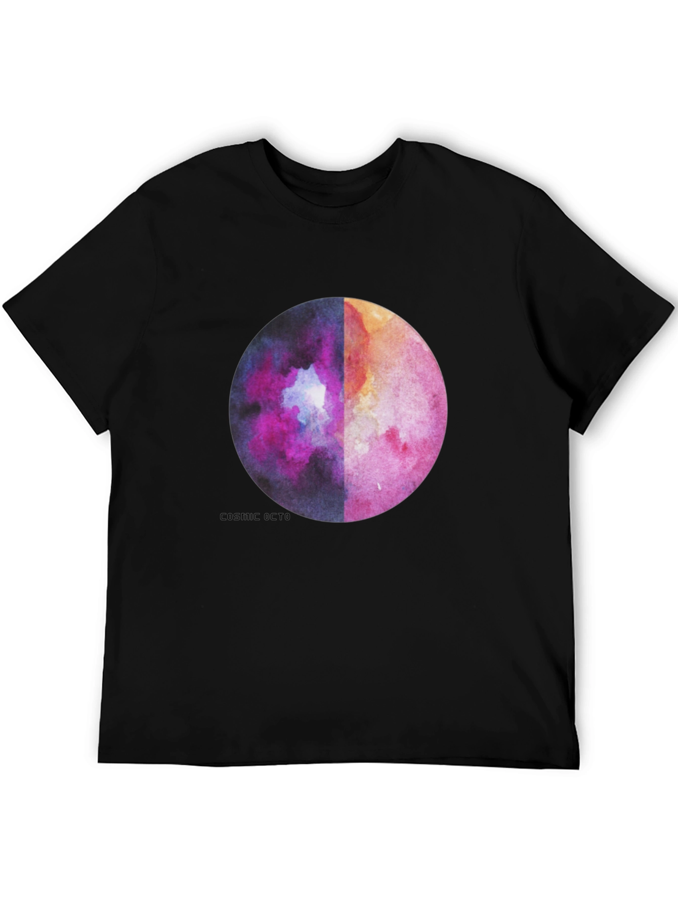 Black Cosmic Octo Moon Watercolor Graphic Tee view 5