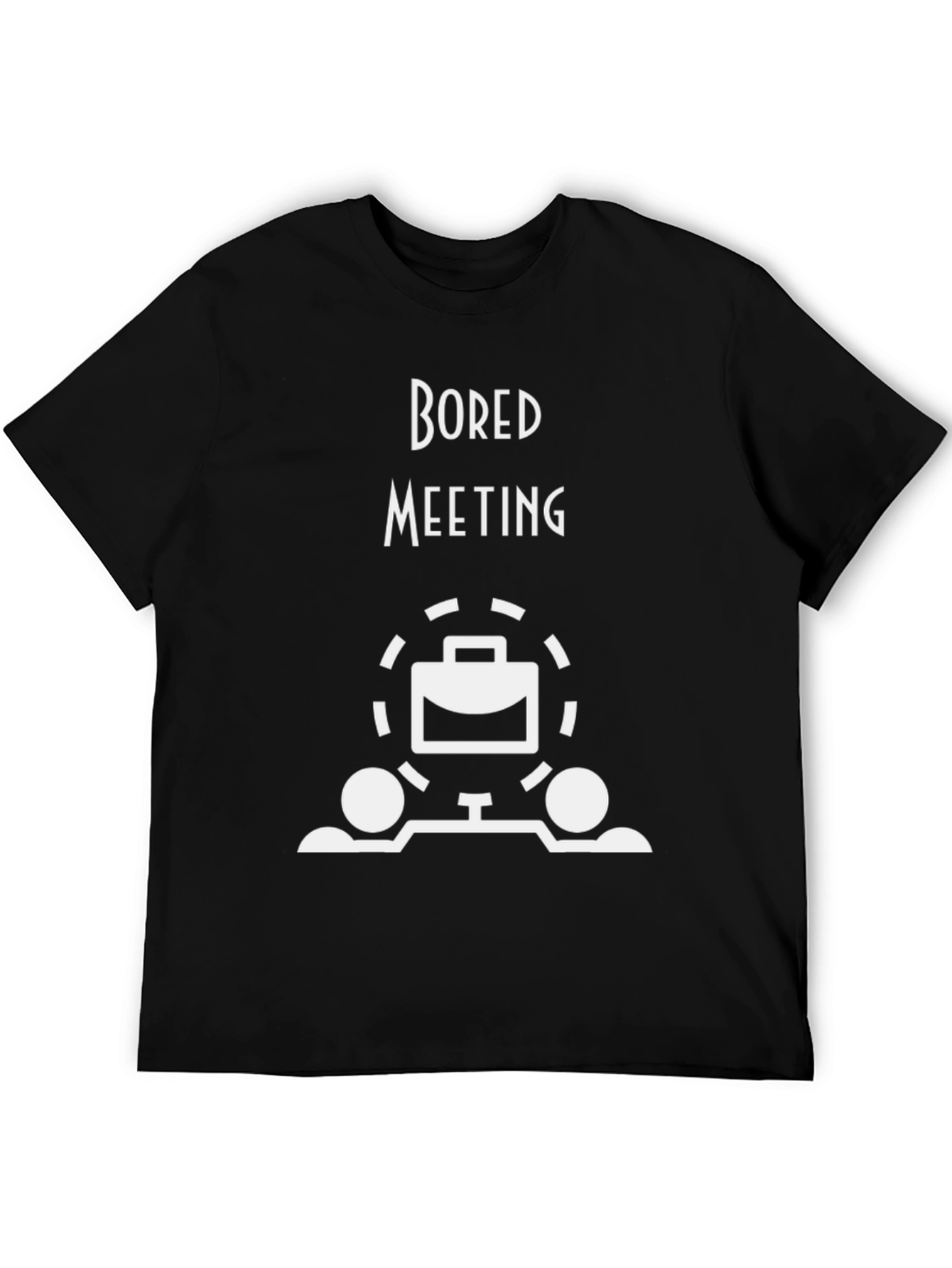 Black Bored Meeting Graphic Tee - Black Cotton Blend T-Shirt view 5