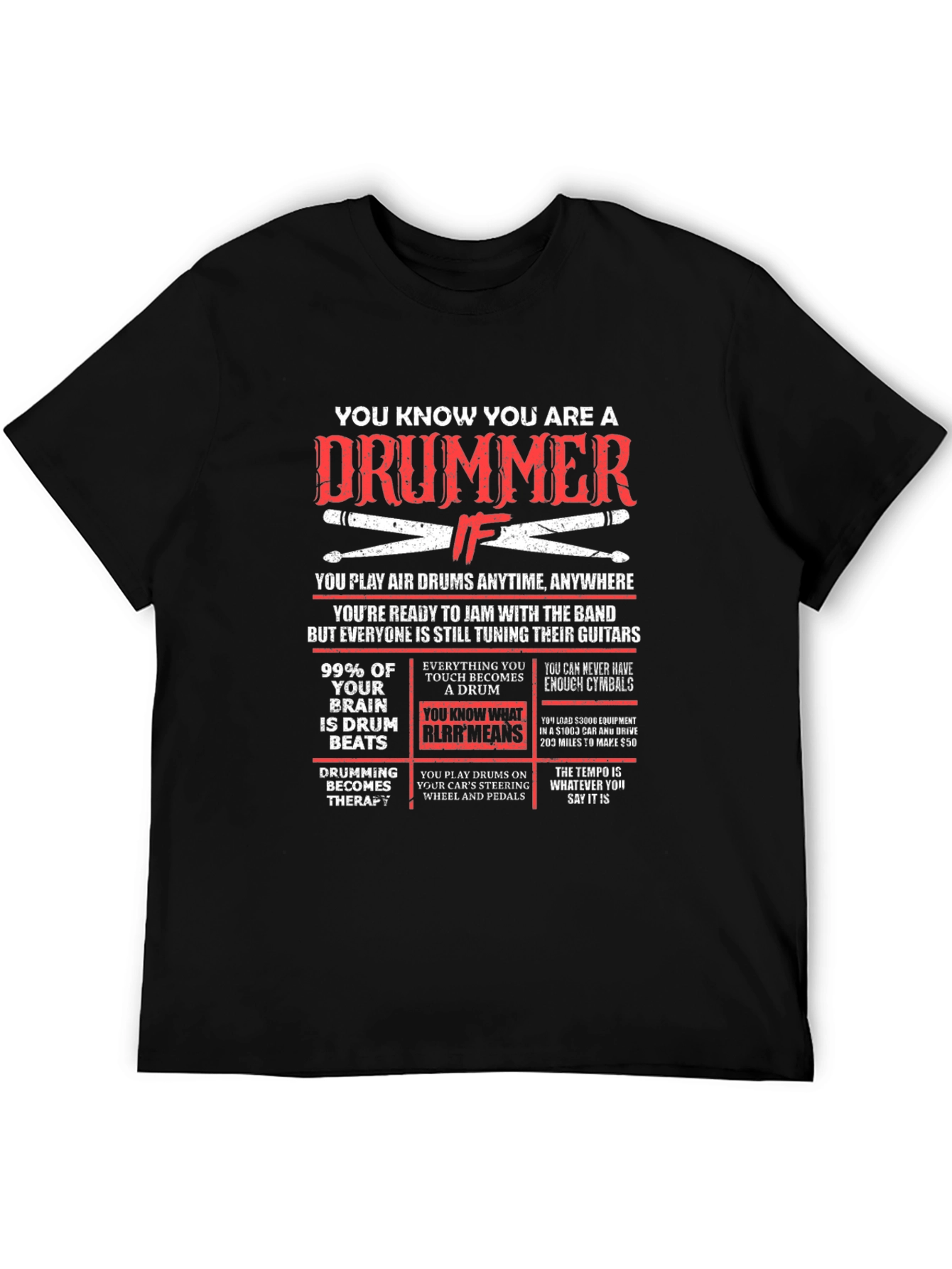 Black Drummer T-Shirt - Funny Musician Gift view 5