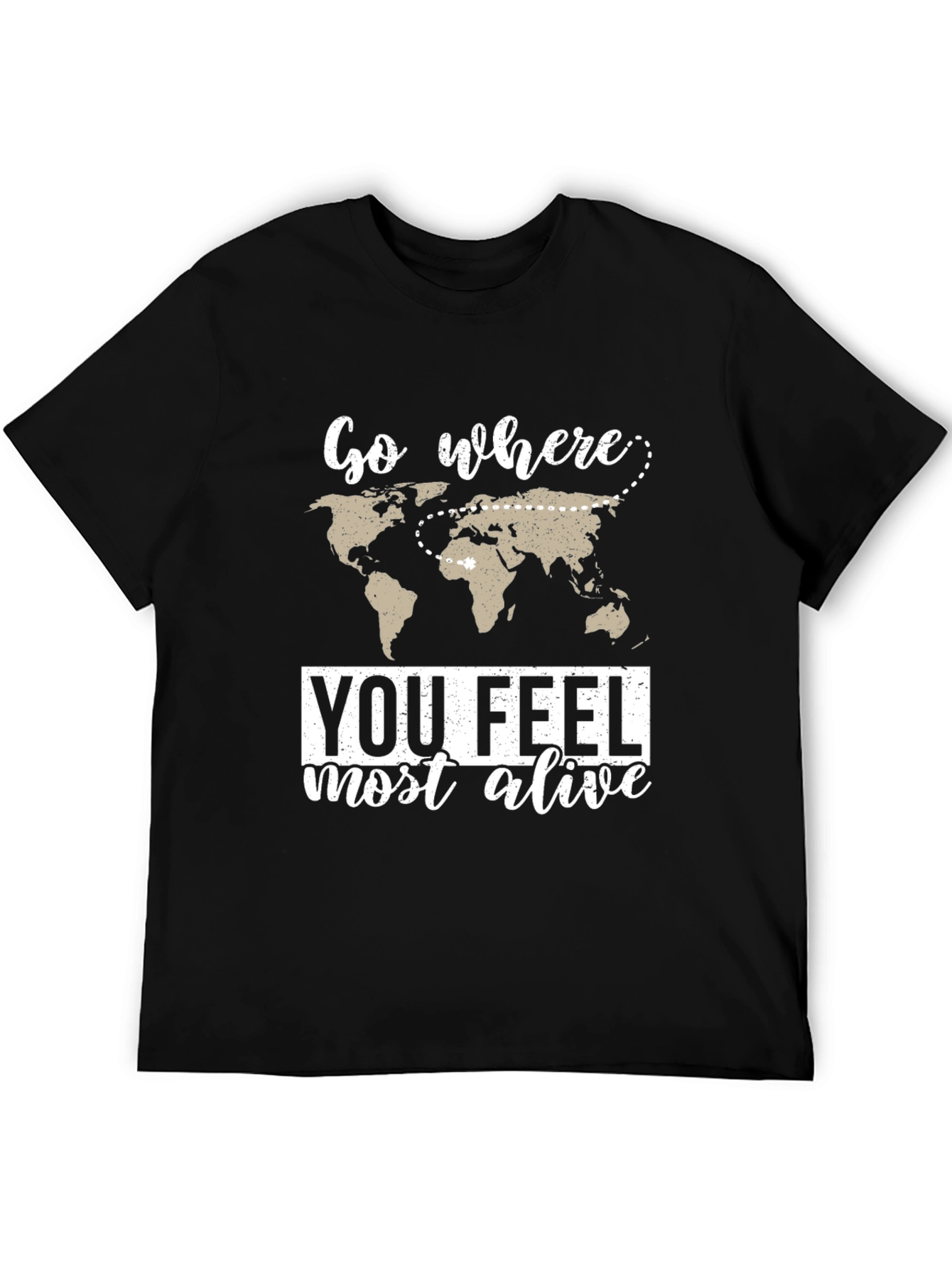 Black Travel Inspired Graphic Tee - Feel Most Alive view 5