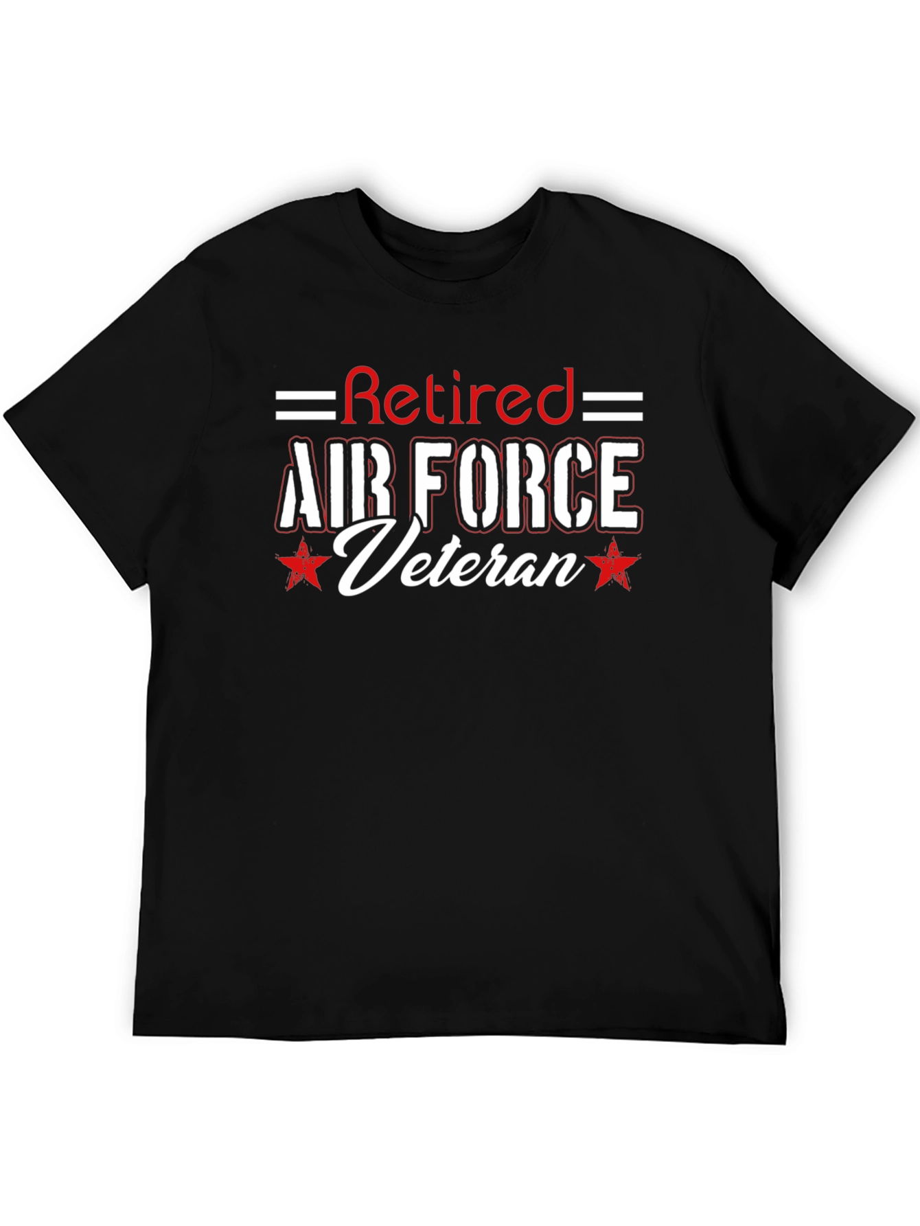 Black Retired Air Force Veteran Black T-Shirt view 5