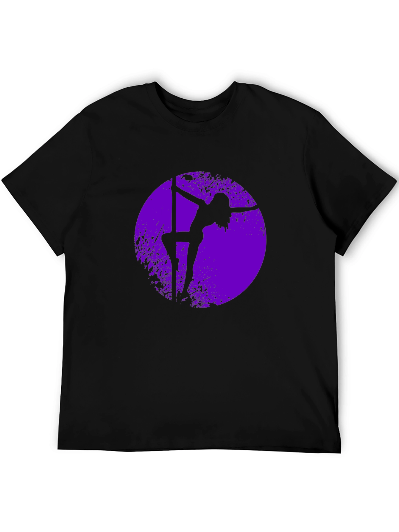 Black Pole Dancer Silhouette Graphic Tee - Black Cotton Shirt view 5