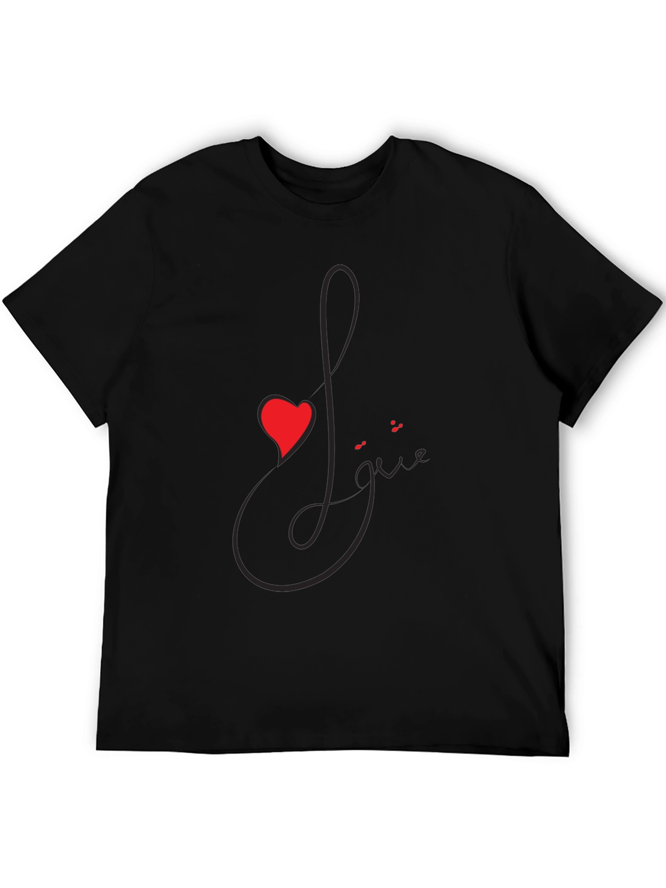 Black Love Script Black T-Shirt with Heart Accent view 5