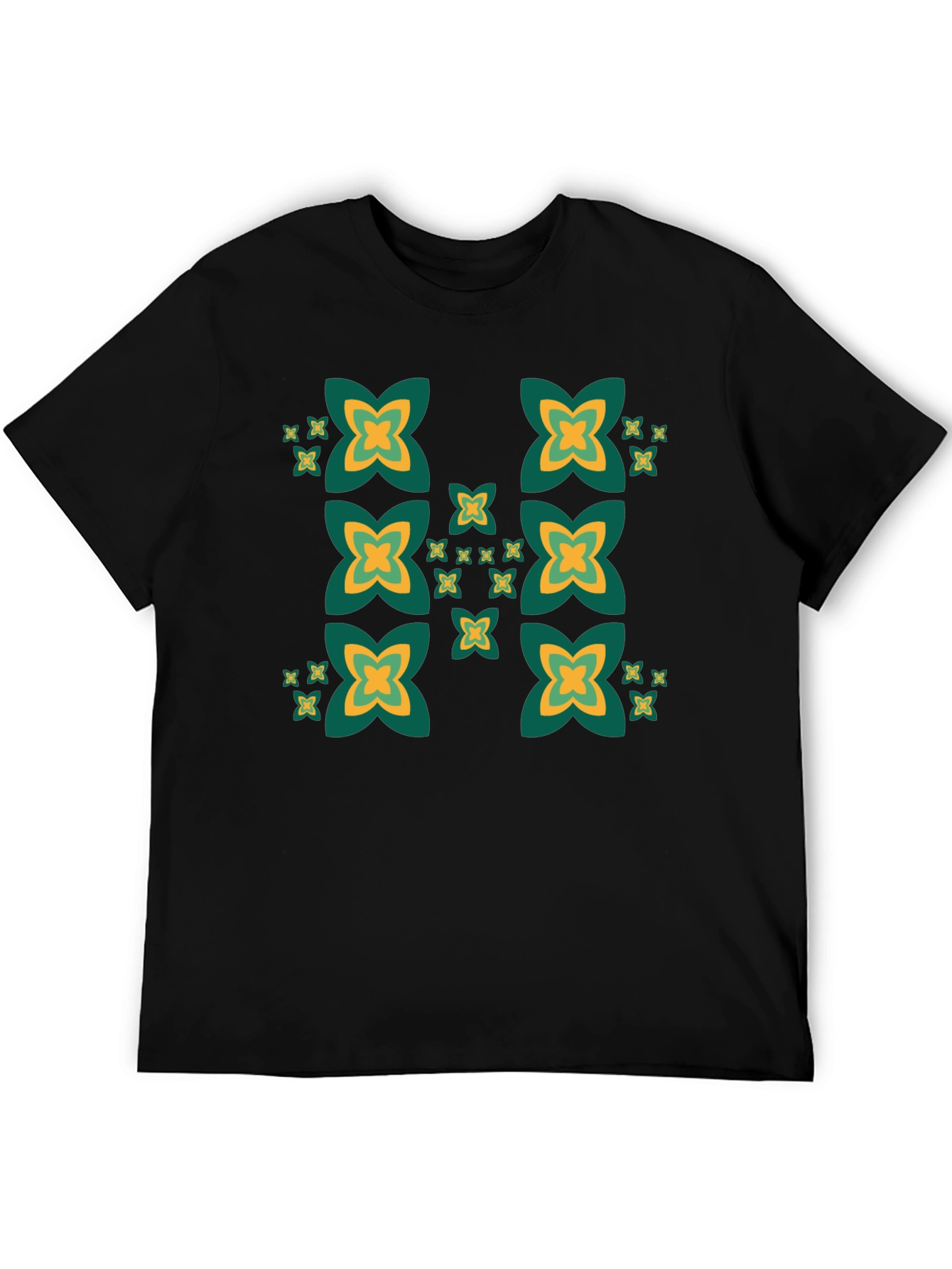 Black Black Tee with Geometric Clover Pattern view 5