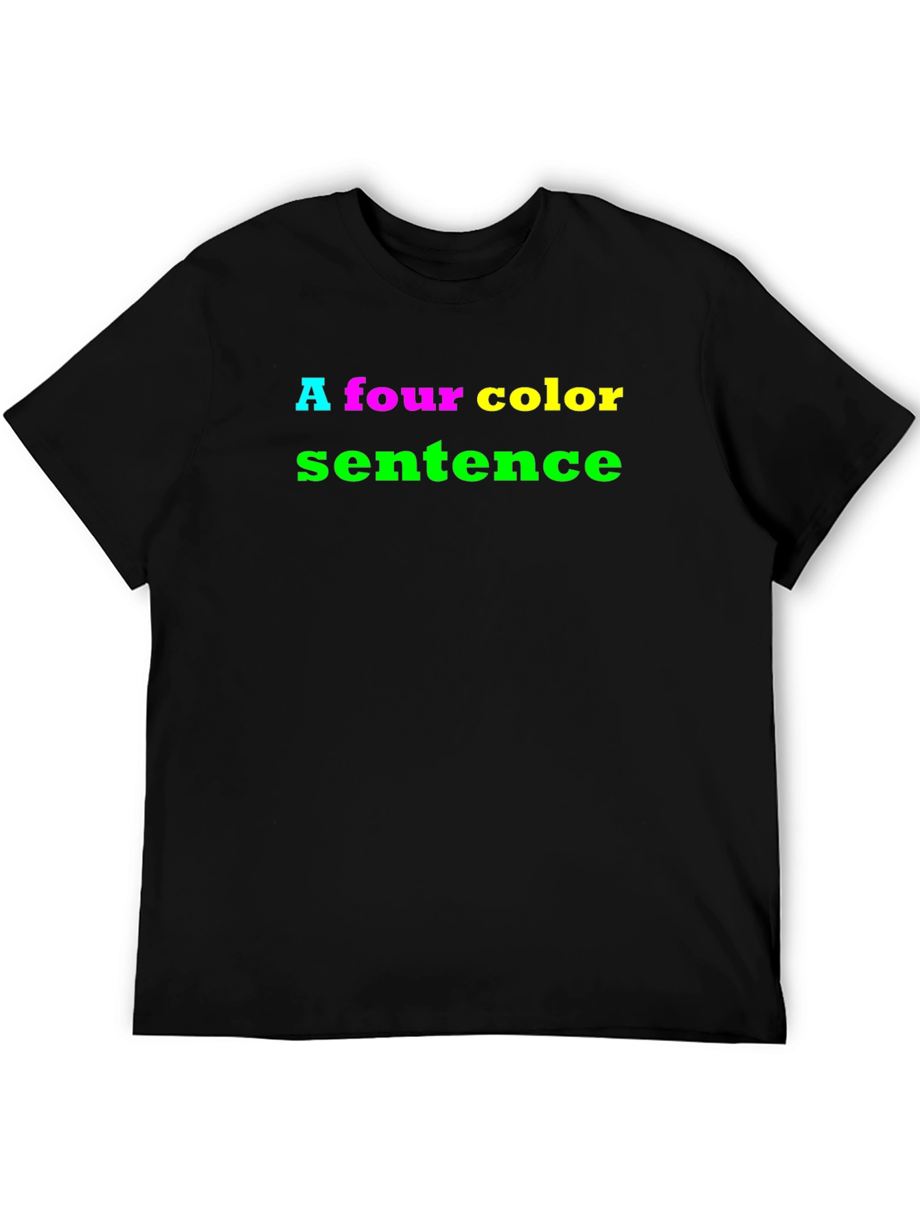 Black Four Color Sentence Graphic Tee - Black Cotton T-Shirt view 5