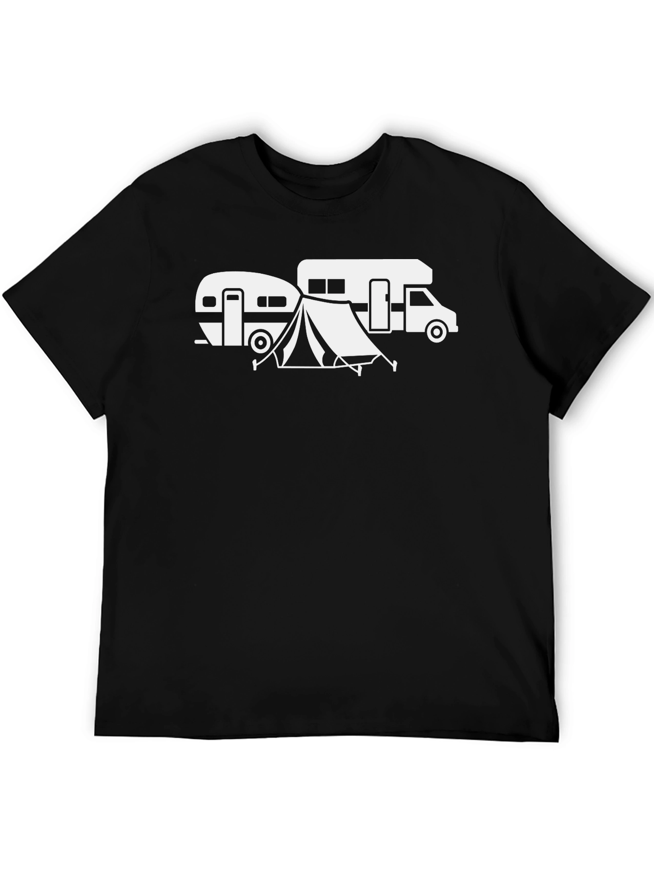 Black Camping Adventure Graphic Tee - RV and Tent view 5