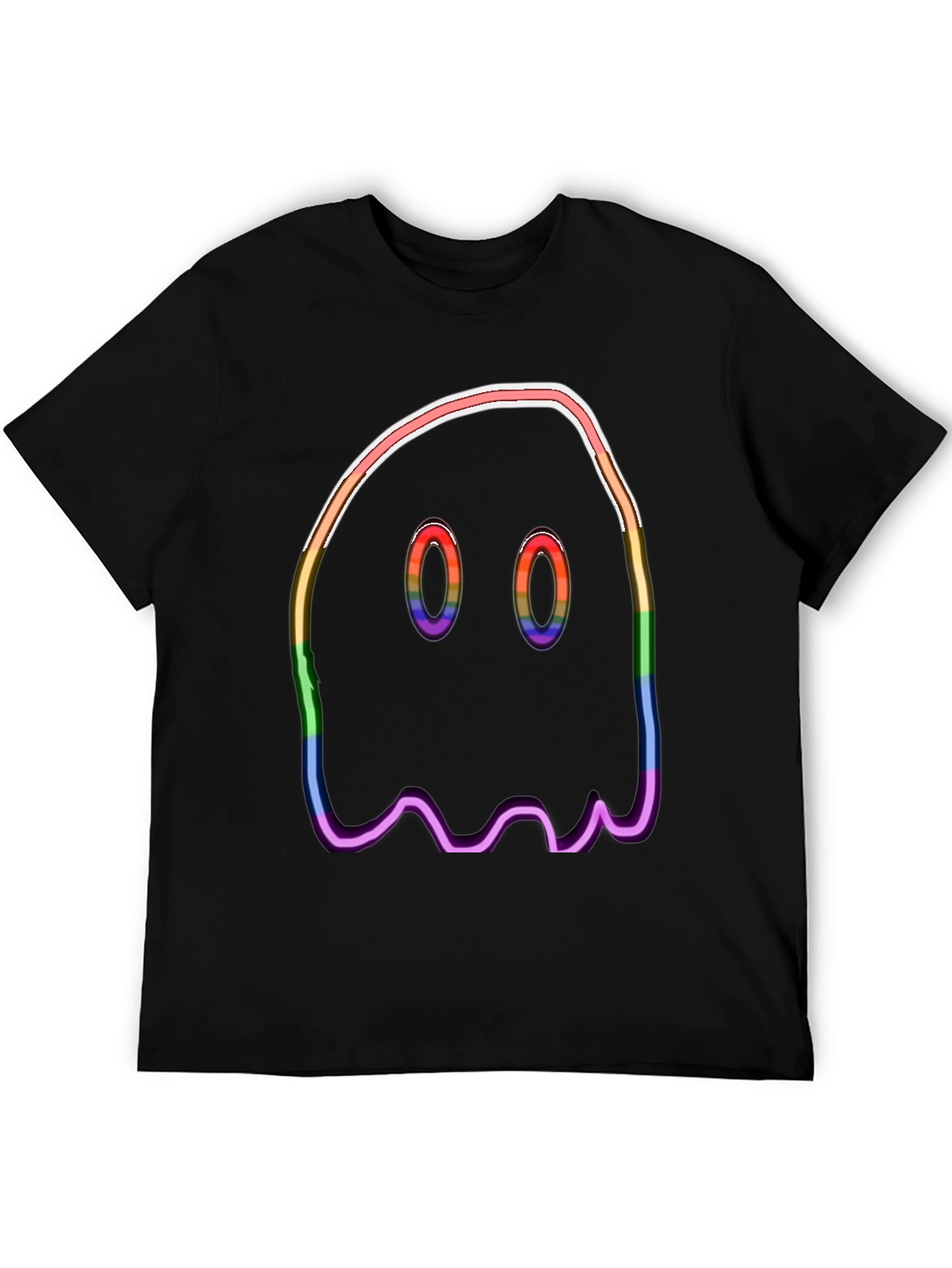 Black Rainbow Ghost Graphic Tee - Halloween Spooky Shirt view 5
