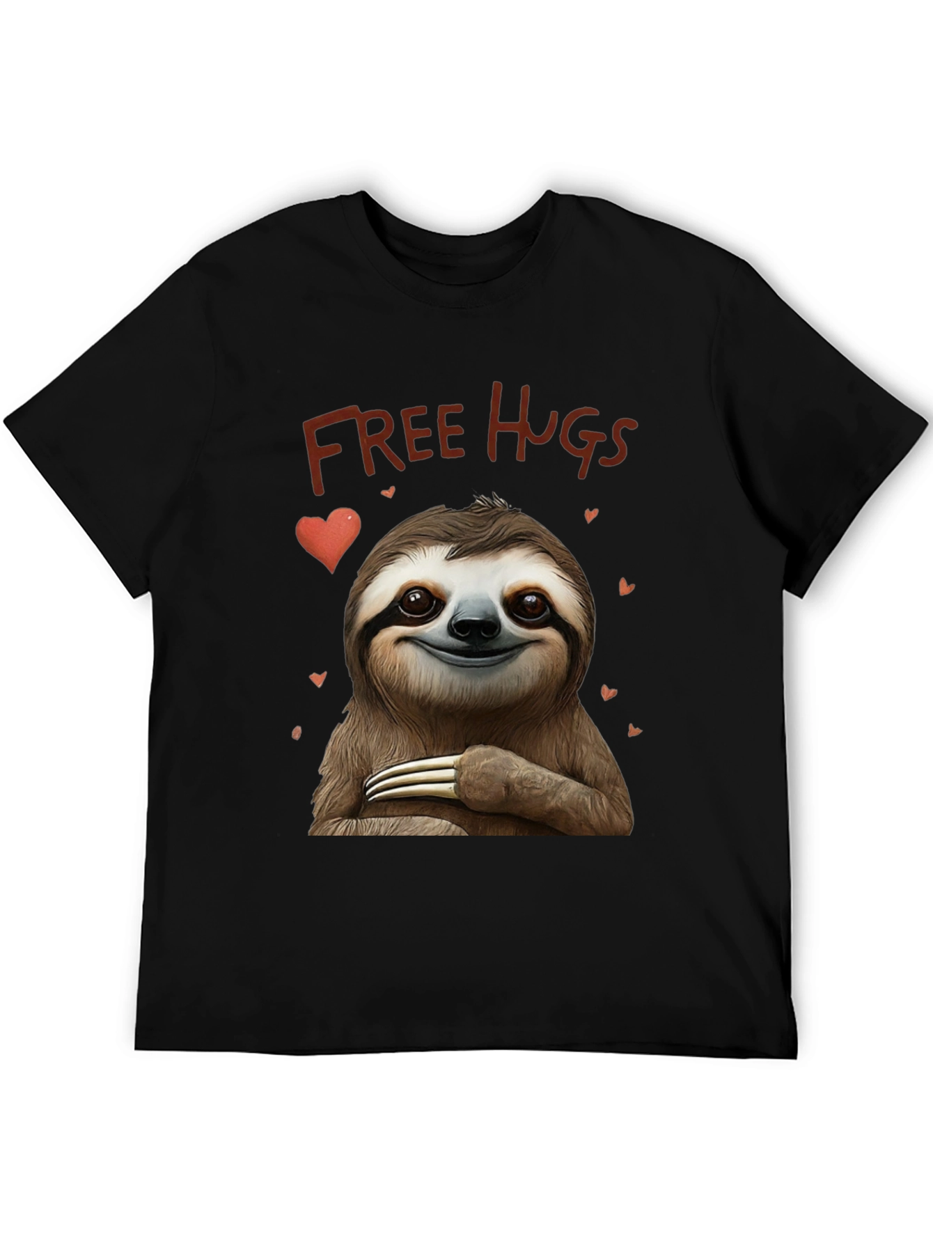 Black Sloth Free Hugs Graphic T-Shirt view 5