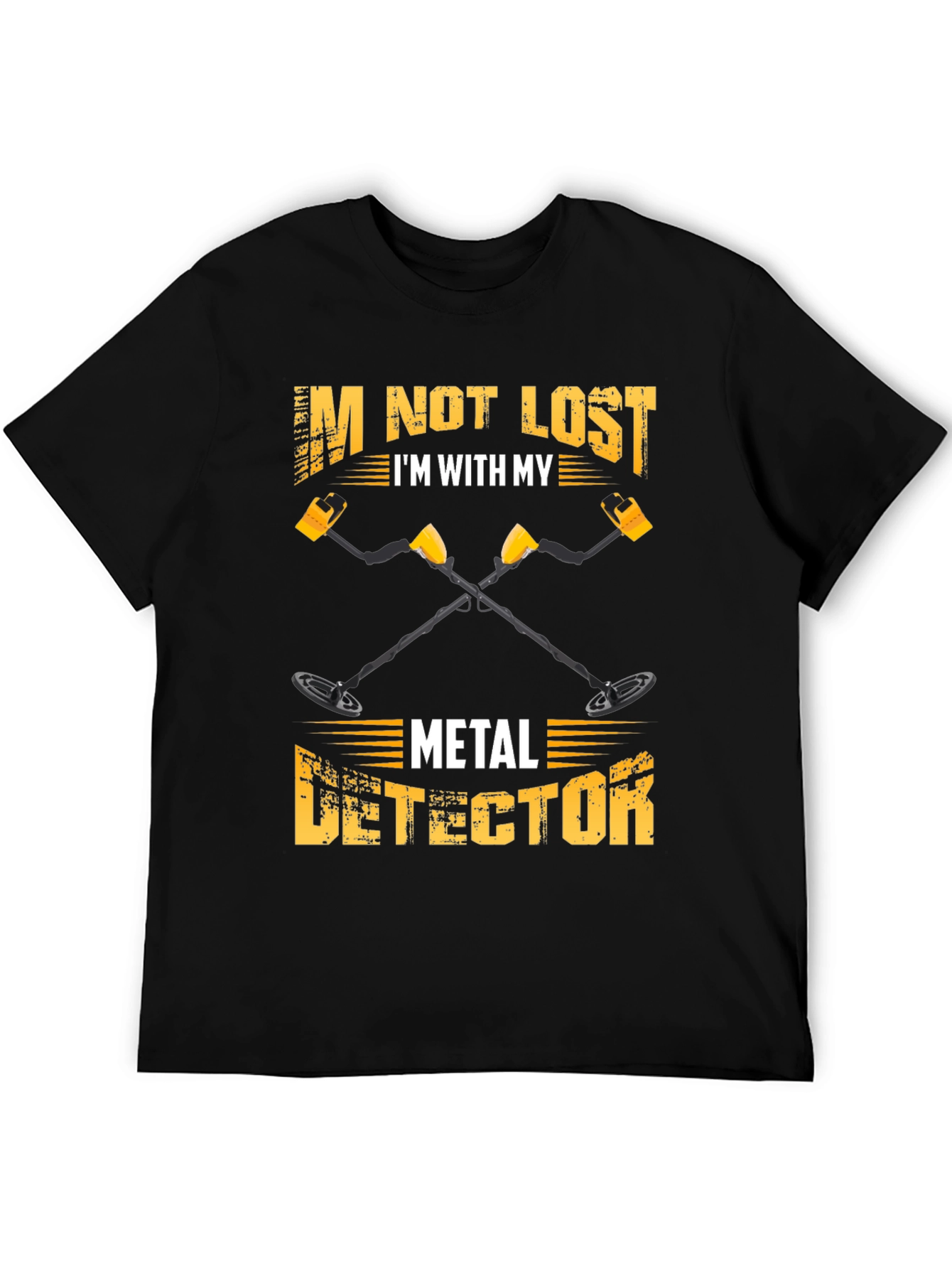 Black I'm Not Lost Metal Detector T-Shirt view 5