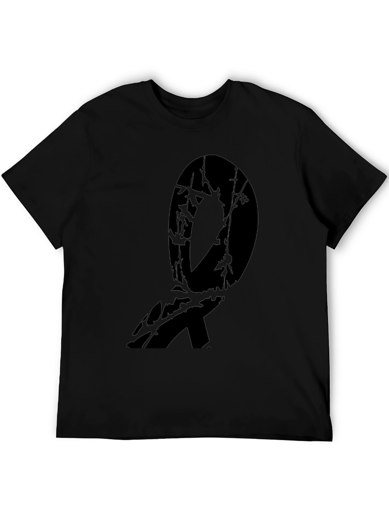 Black Abstract Branch Design Black T-Shirt view 5