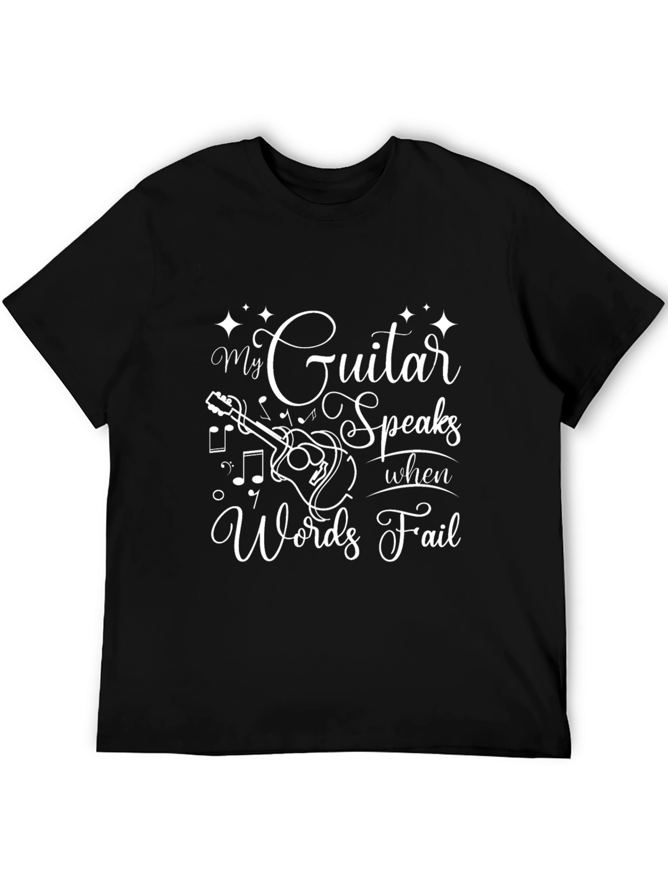 Black Guitar Speaks T-Shirt - Musician Apparel view 5