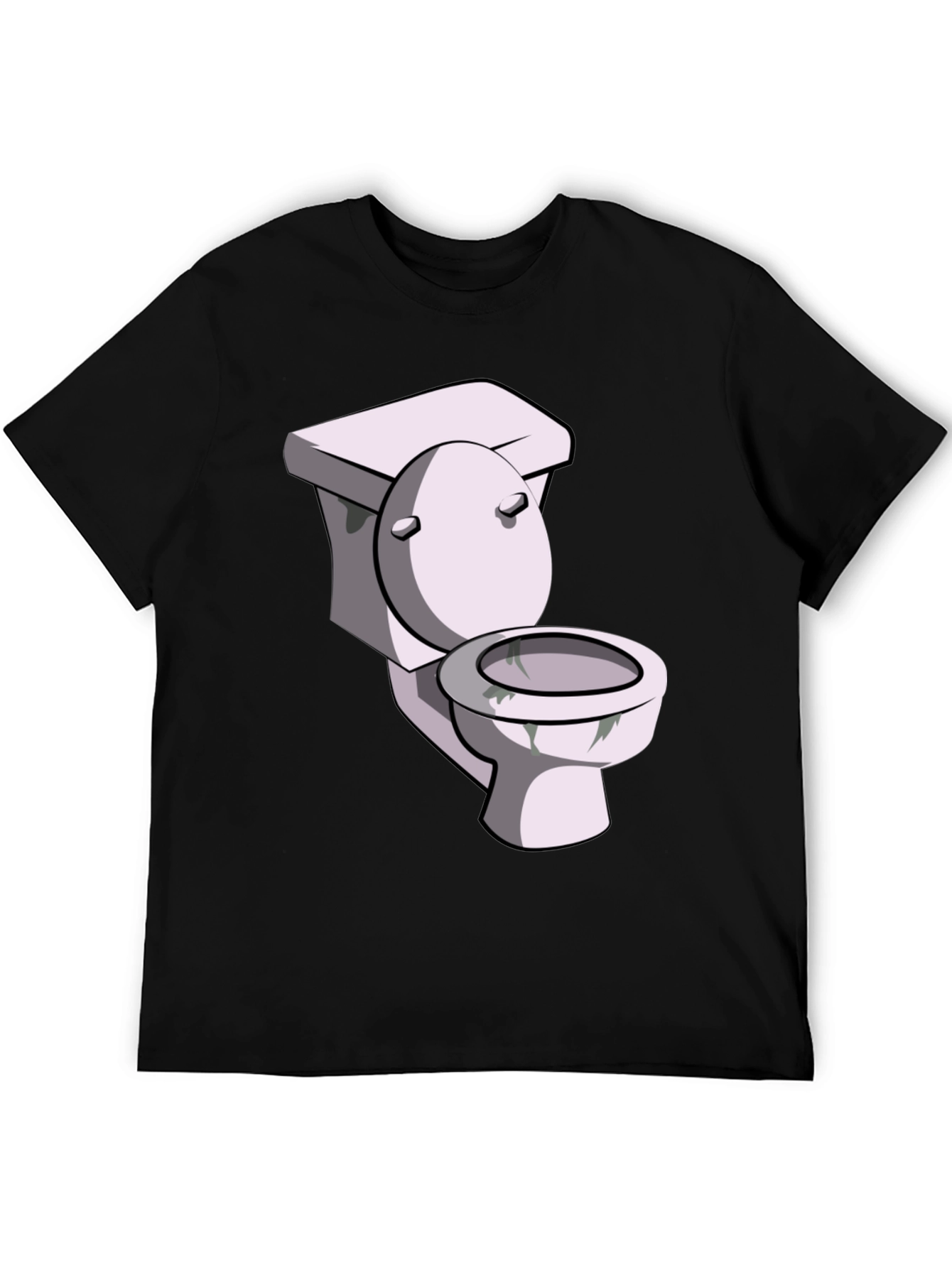 Black Toilet Humor Graphic Tee - Black Cotton T-Shirt view 5
