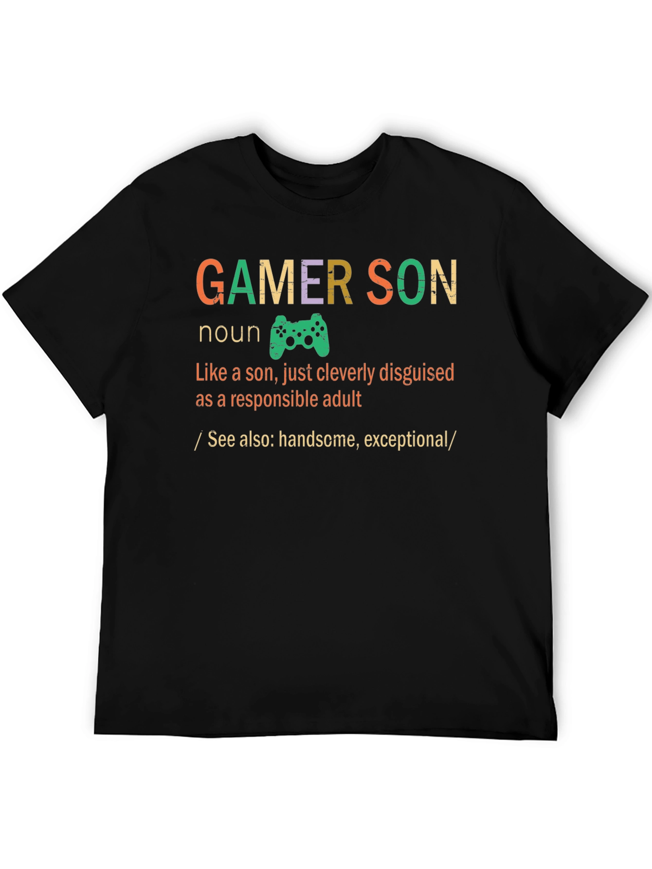 Black Gamer Son Funny Graphic T-Shirt view 5