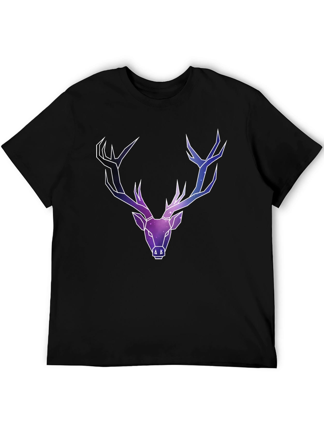 Black Galaxy Deer Graphic Tee - Men's Black T-Shirt view 5