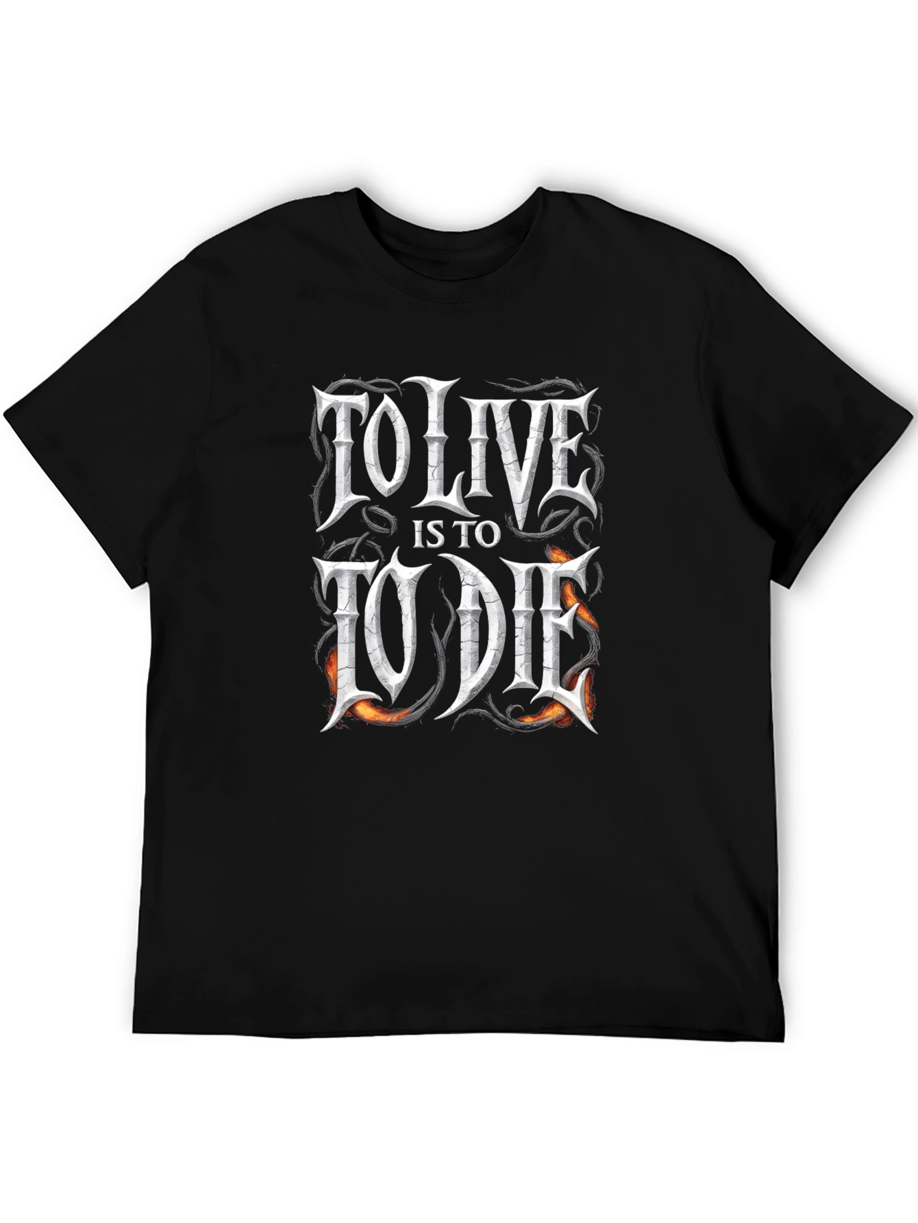 Black To Live is To Die Graphic Print Black T-Shirt view 5