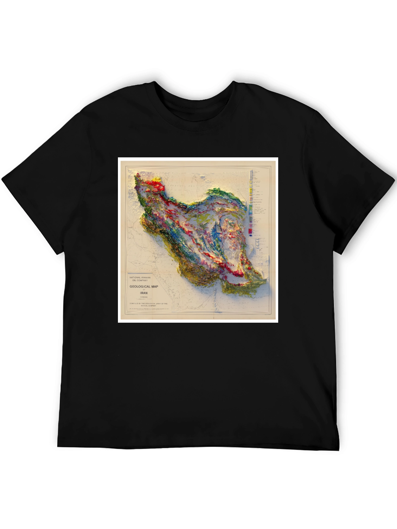 Black Iran Geological Map Graphic T-Shirt view 5
