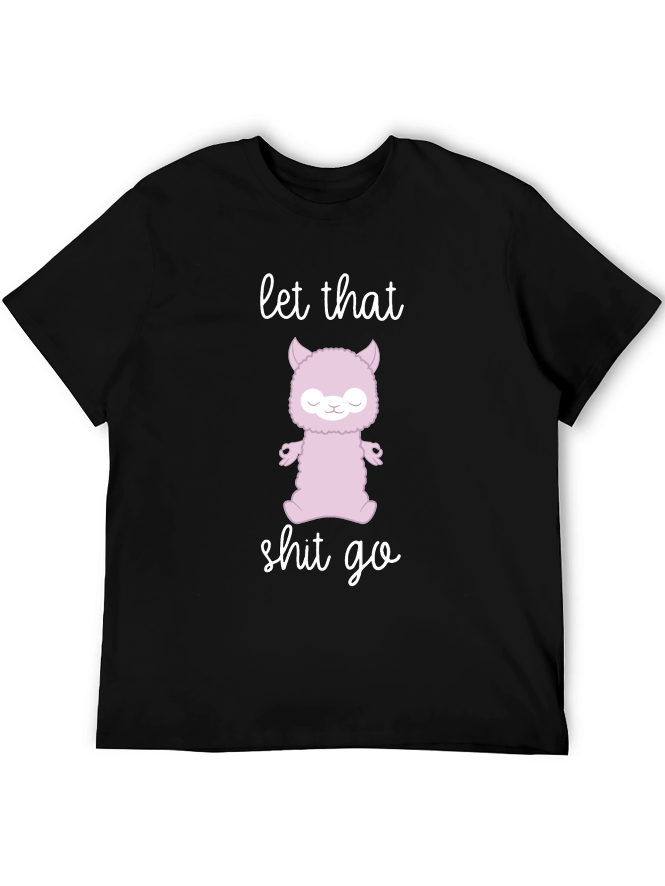 Black Zen Alpaca Meditation T-Shirt - Let That Go view 5