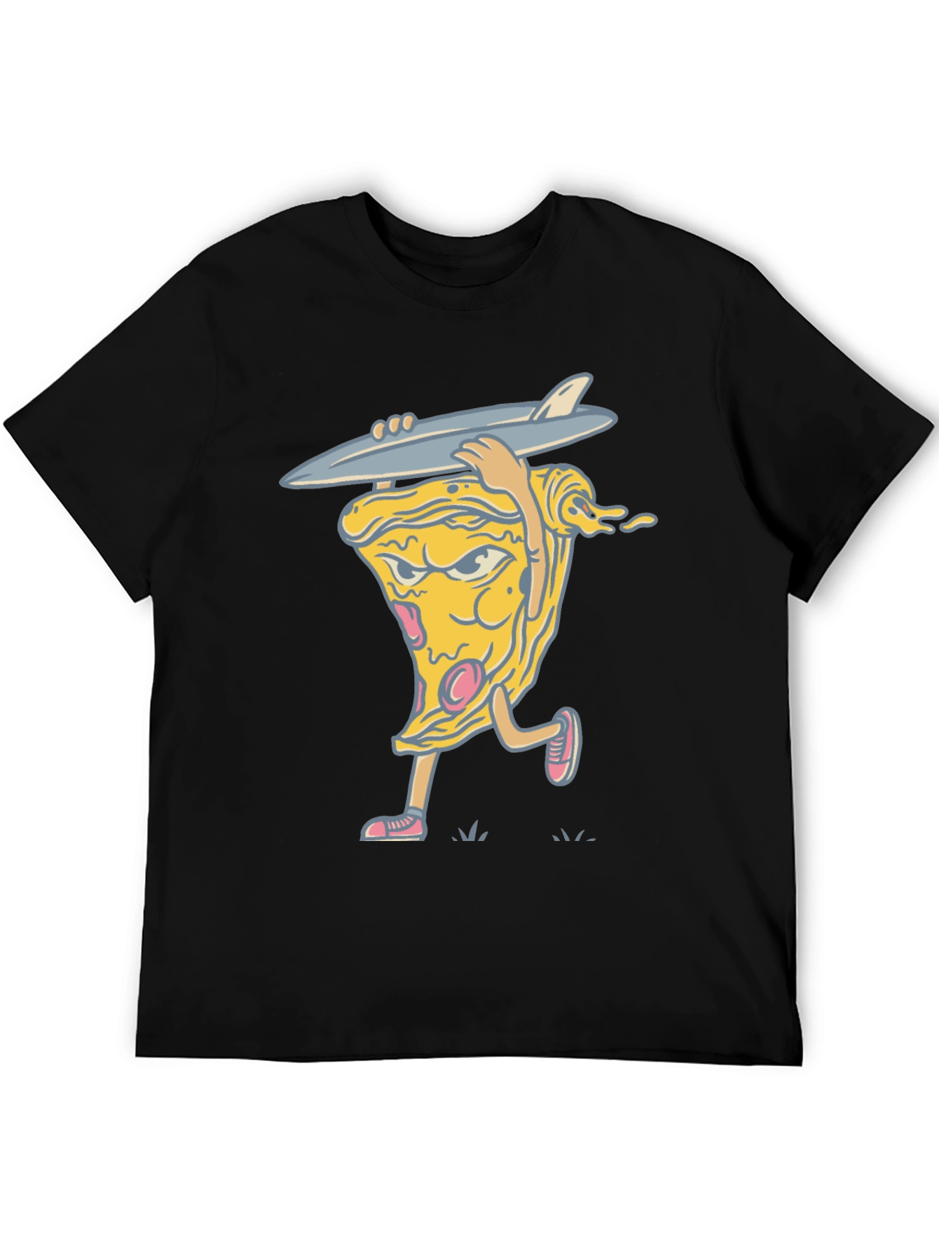 Black Pizza Surfer Graphic Tee - Cool Casual Wear view 5