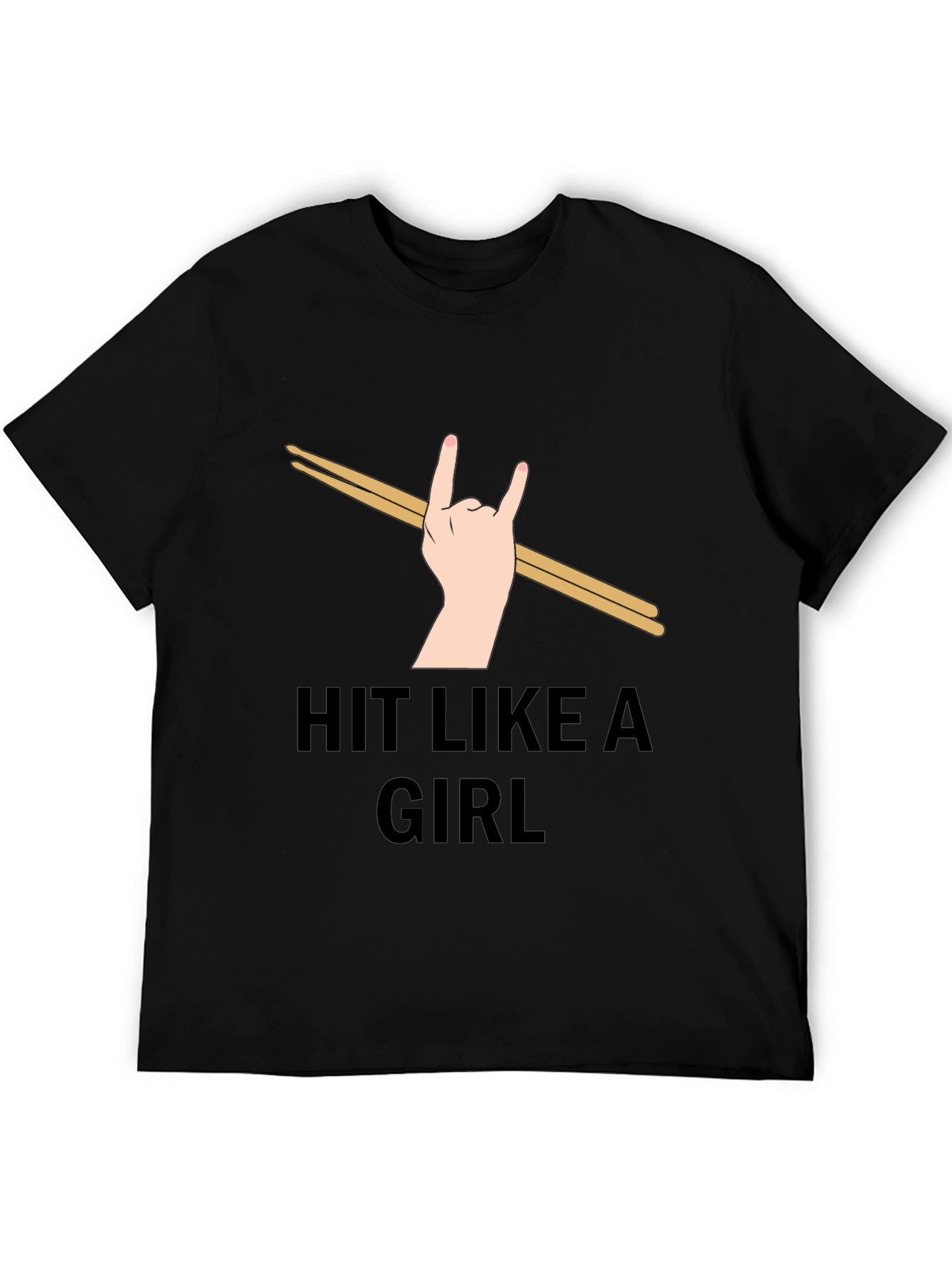 Black Hit Like a Girl Drummer T-Shirt view 5