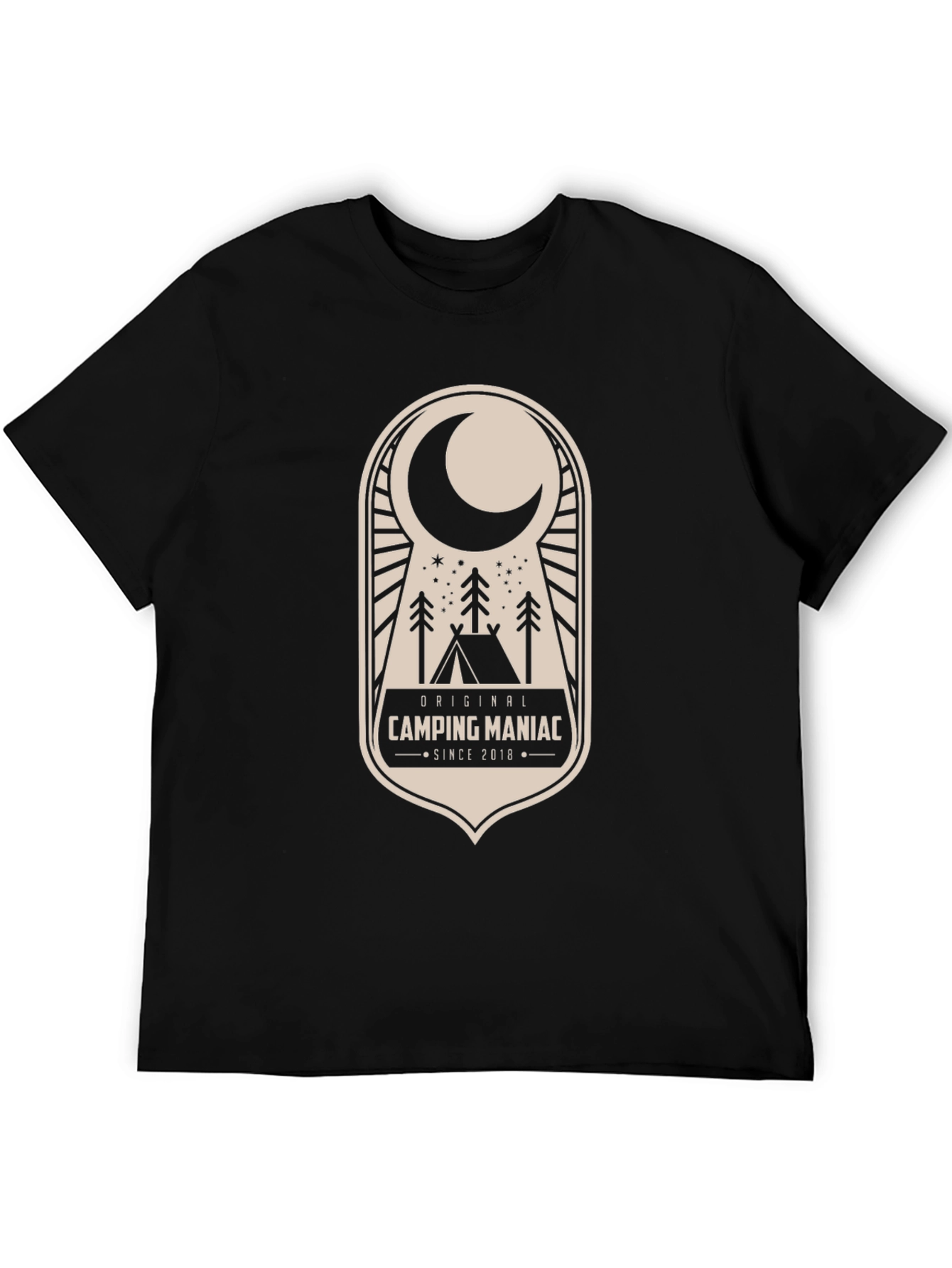 Black Camping Maniac T-Shirt: Outdoor Adventure Apparel view 5