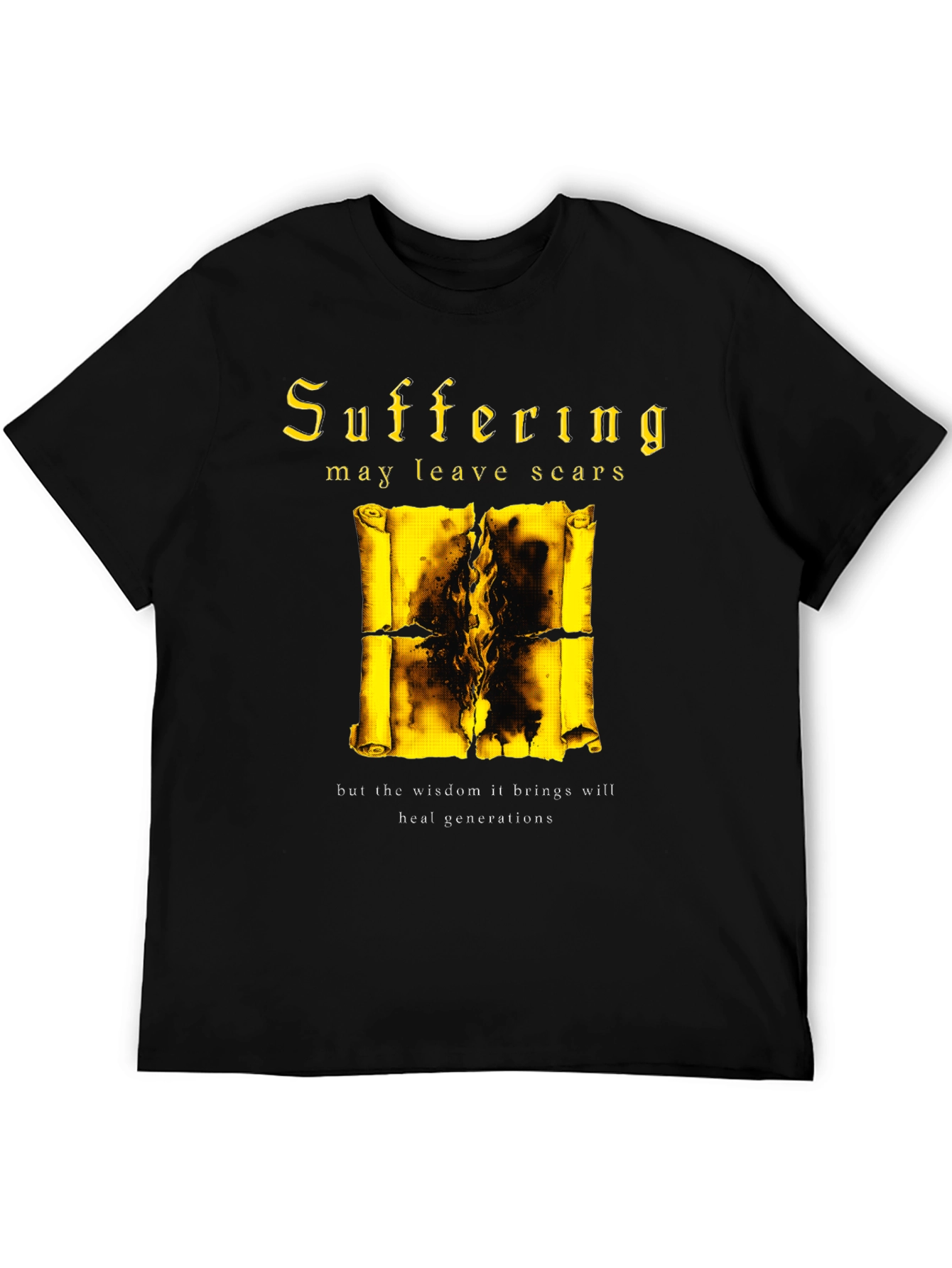 Black Suffering Wisdom Graphic Tee - Black Cotton Blend view 5