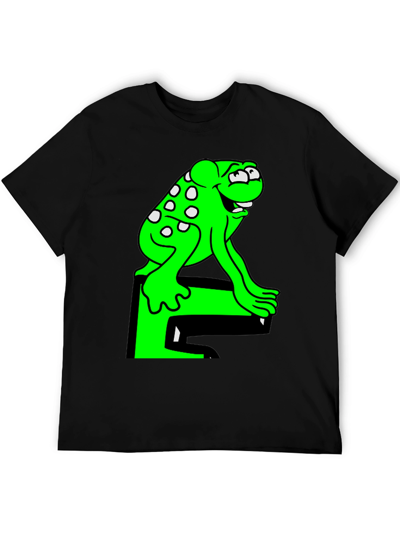 Black Fun Frog Graphic Tee - Black Cotton T-Shirt view 5