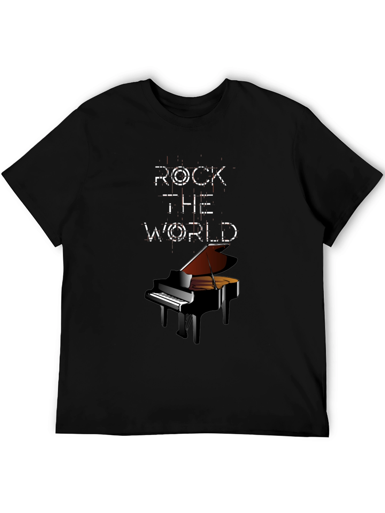 Black Rock the World Piano Graphic Tee - Black view 5