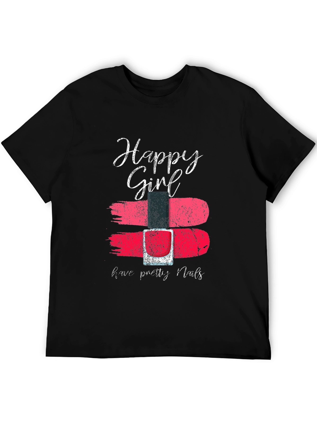 Black Happy Girl Nail Polish T-Shirt view 5