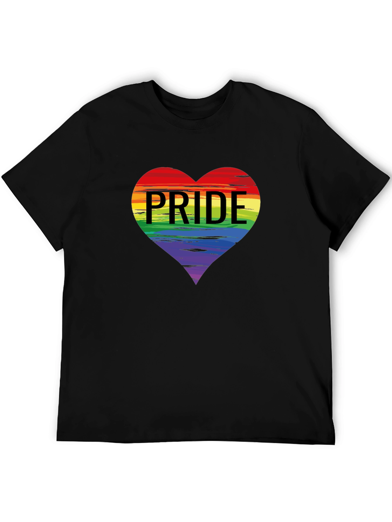Black Pride Heart Graphic T-Shirt - Black Crew Neck Tee view 5