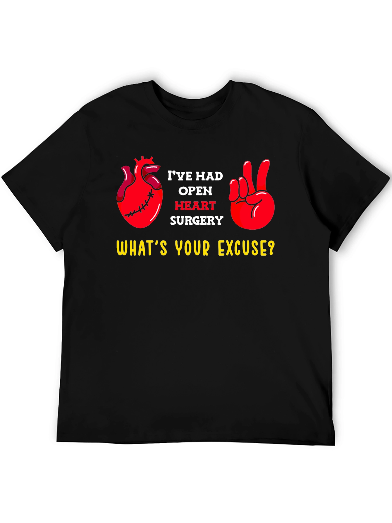 Black Open Heart Surgery Excuse T-Shirt view 5