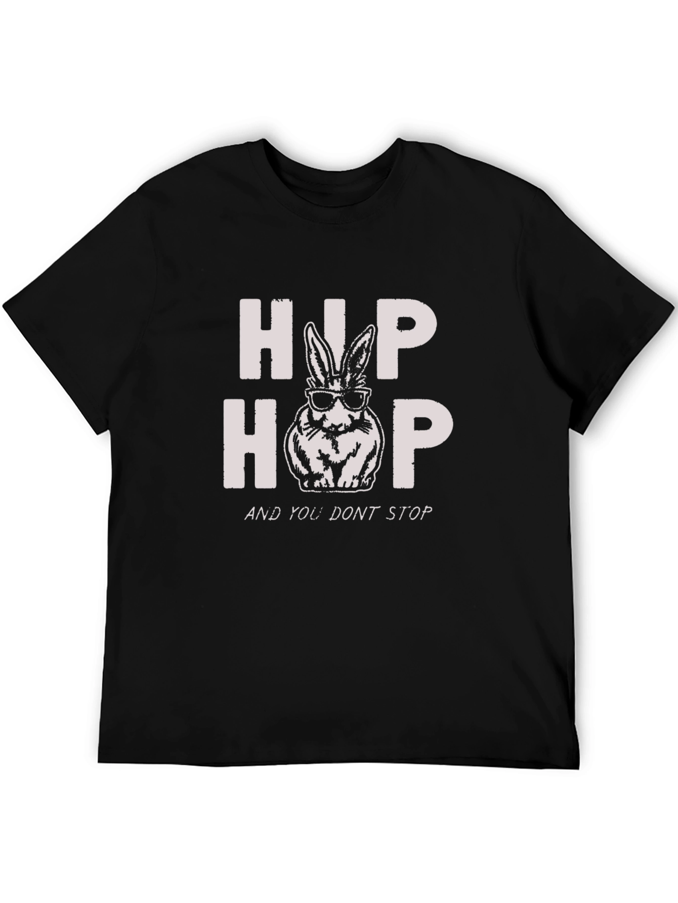 Black Hip Hop Rabbit Graphic T-Shirt - Funny Easter Tee view 5