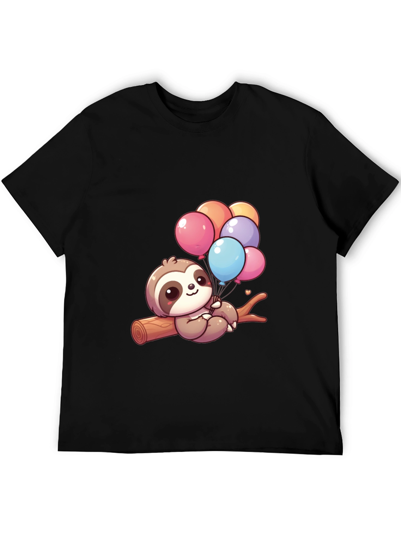 Black Sloth with Balloons Graphic Tee - Cute & Comfy! view 5